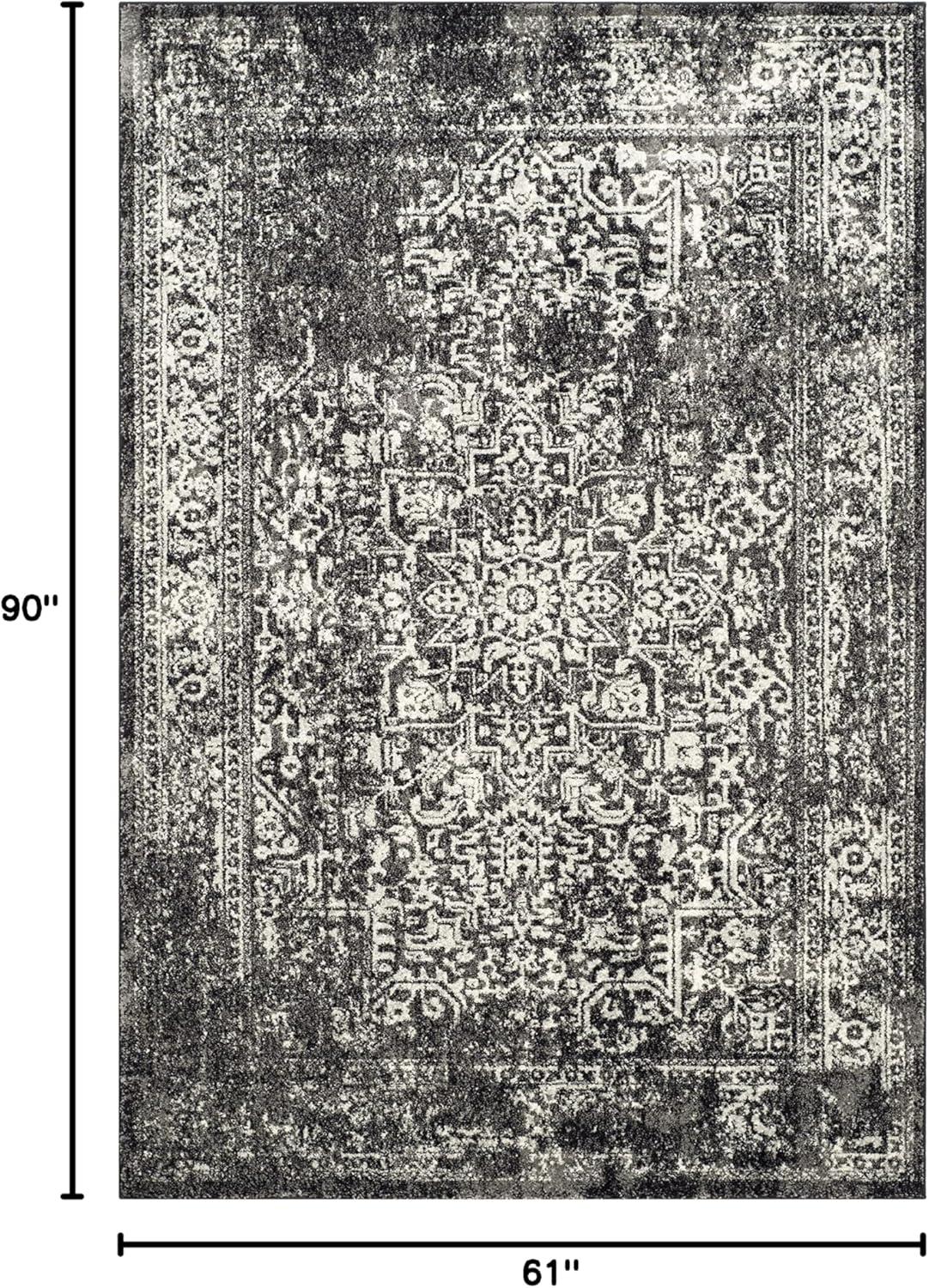 image:imageSAFAVIEH Evoke Collection Area Rug 51 x 76 Blue amp Ivory Distressed Design NonShedding amp Easy to Clean Ideal for Living Room Bedroom Dining Space EVK256CBlackGrey
