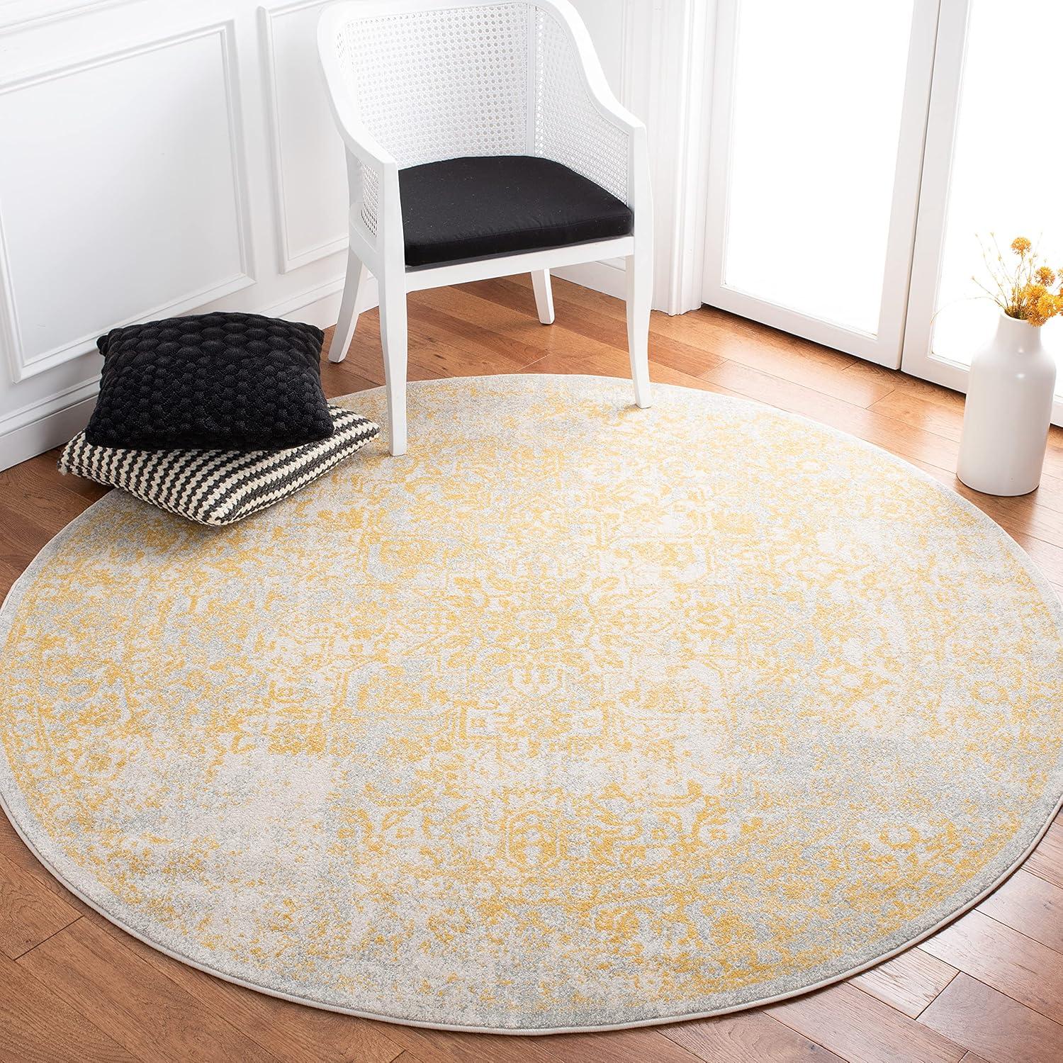 image:imageSAFAVIEH Evoke Collection Area Rug 51 x 76 Blue amp Ivory Distressed Design NonShedding amp Easy to Clean Ideal for Living Room Bedroom Dining Space EVK256CIvoryGold