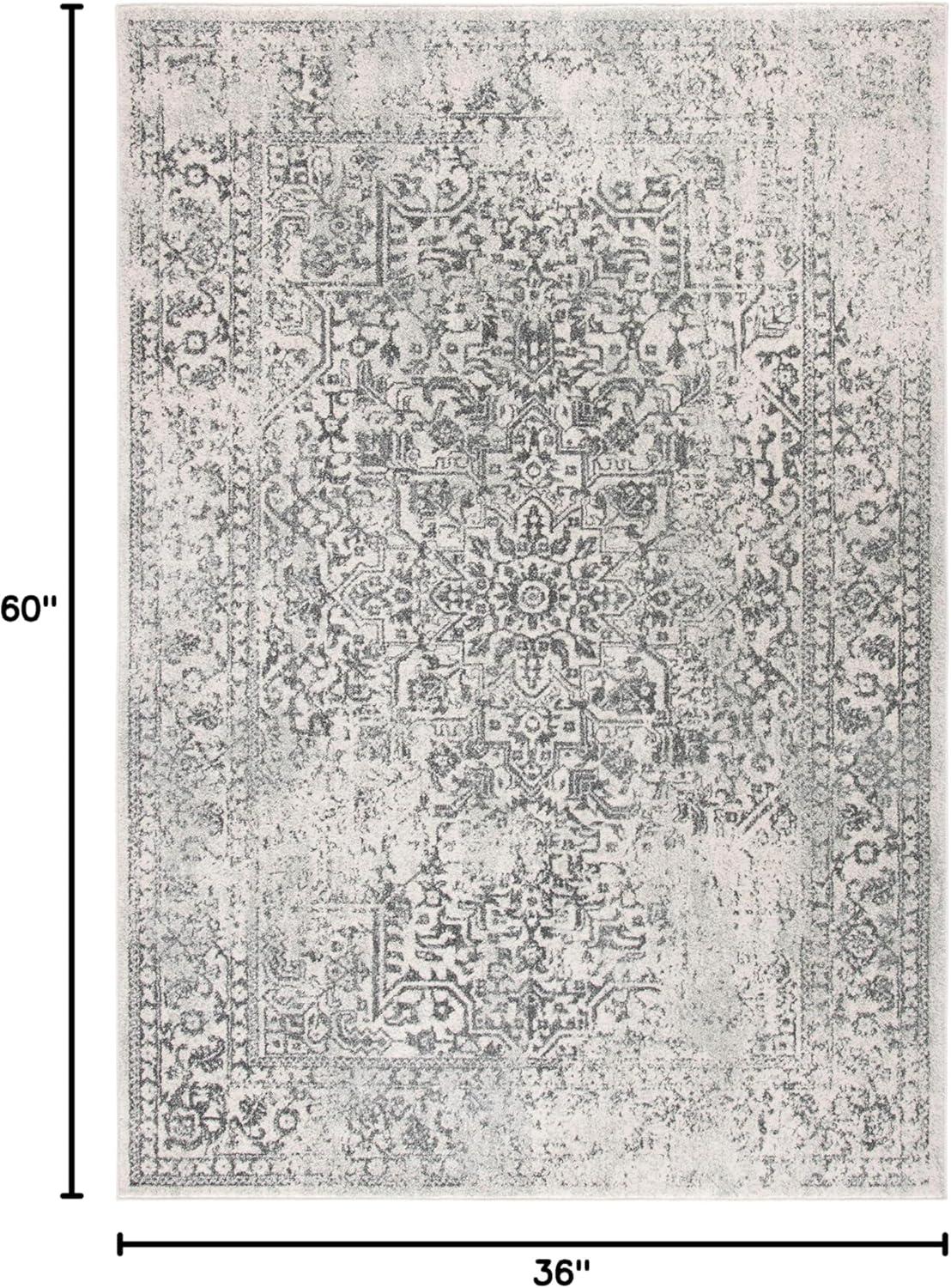 image:imageSAFAVIEH Evoke Collection Area Rug 51 x 76 Blue amp Ivory Distressed Design NonShedding amp Easy to Clean Ideal for Living Room Bedroom Dining Space EVK256CIvoryGrey
