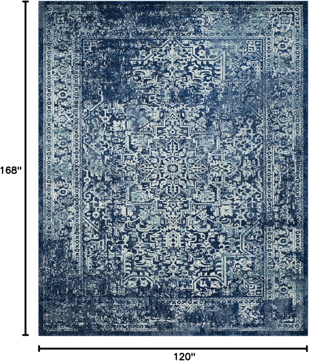image:imageSAFAVIEH Evoke Collection Area Rug 51 x 76 Blue amp Ivory Distressed Design NonShedding amp Easy to Clean Ideal for Living Room Bedroom Dining Space EVK256CNavyIvory