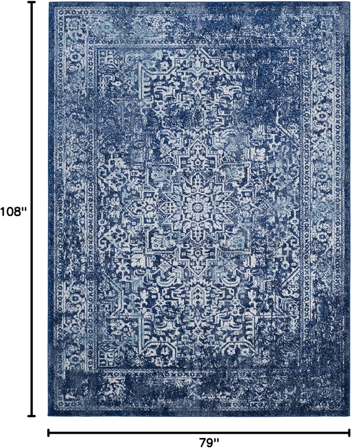 image:imageSAFAVIEH Evoke Collection Area Rug 51 x 76 Blue amp Ivory Distressed Design NonShedding amp Easy to Clean Ideal for Living Room Bedroom Dining Space EVK256CNavyIvory