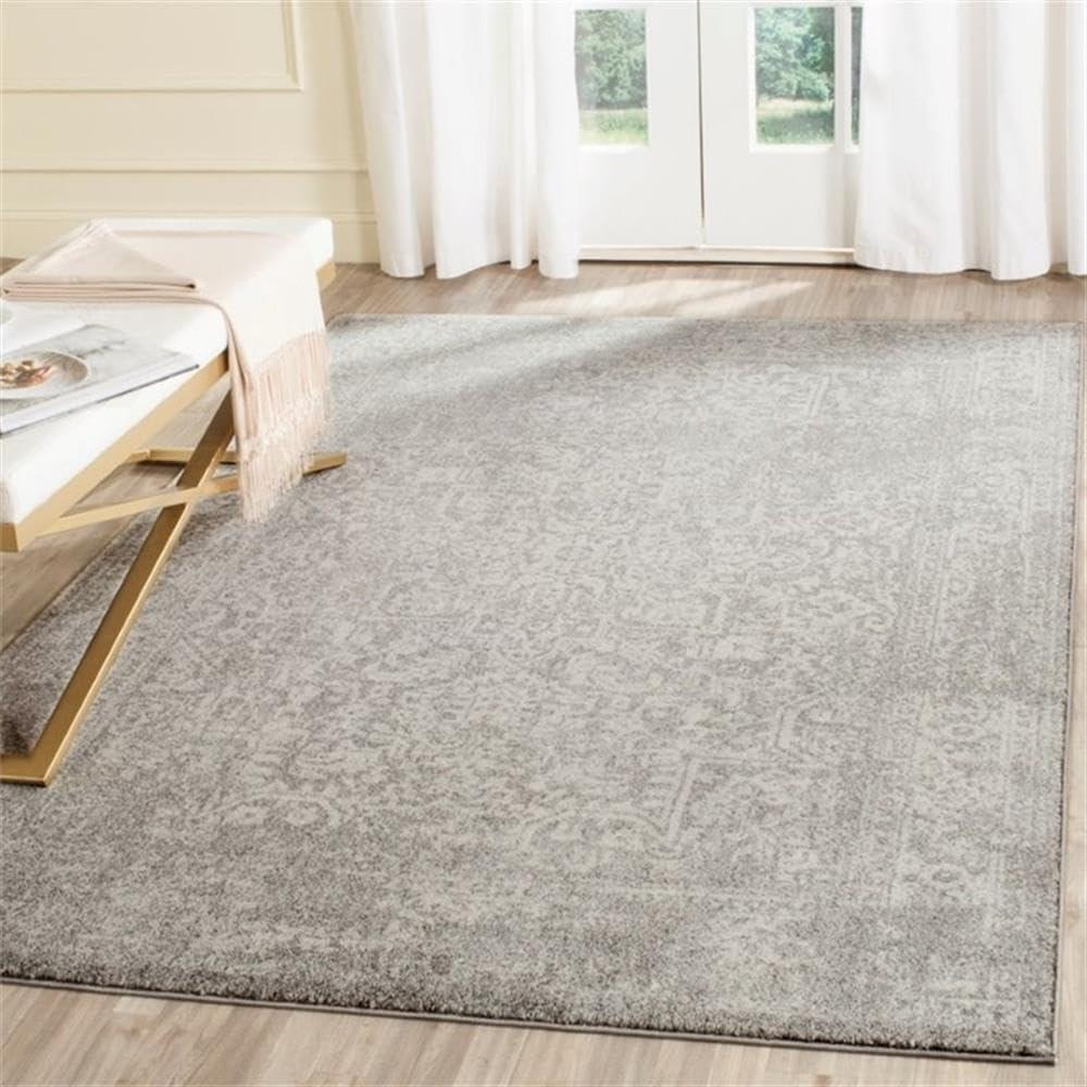 image:imageSAFAVIEH Evoke Collection Area Rug 51 x 76 Blue amp Ivory Distressed Design NonShedding amp Easy to Clean Ideal for Living Room Bedroom Dining Space EVK256CSilverIvory