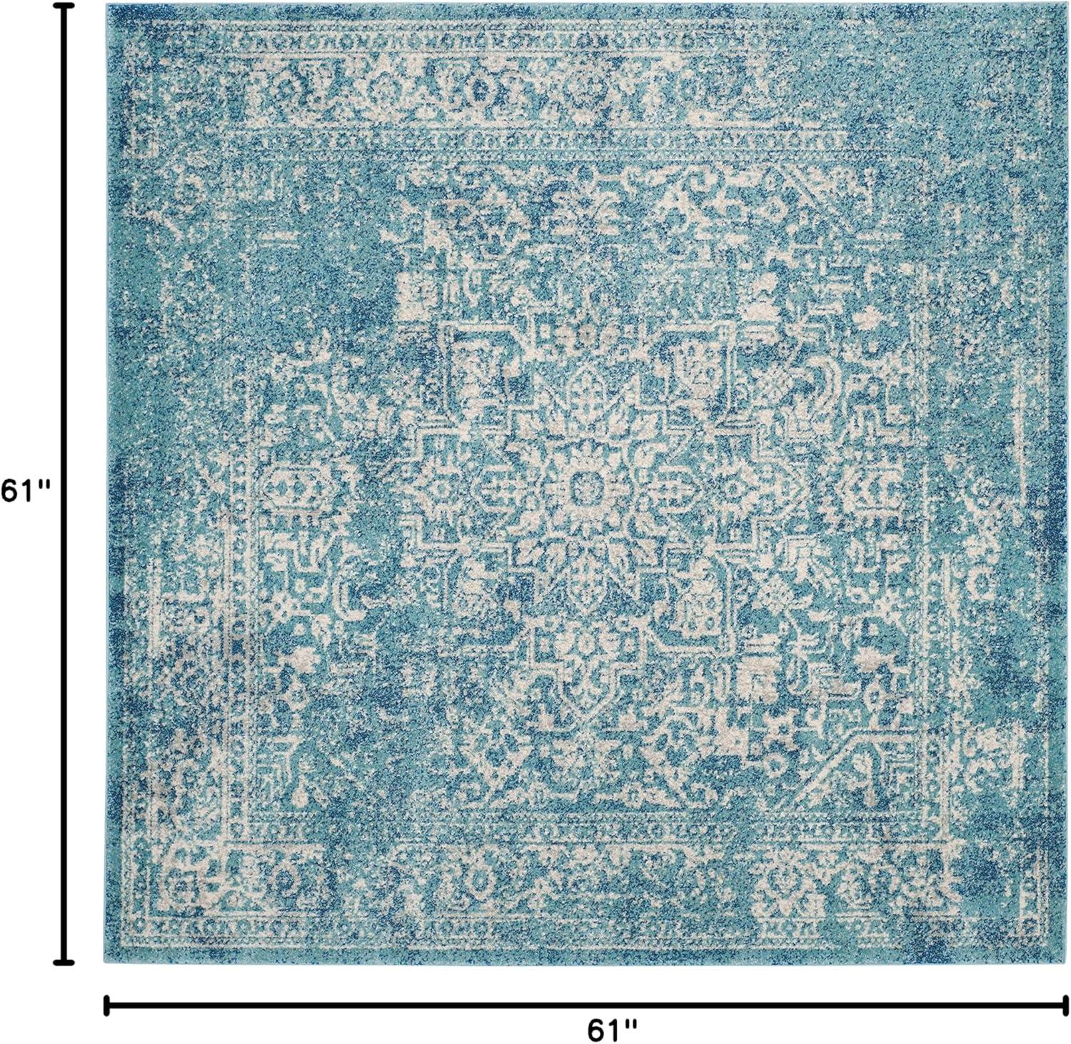 image:imageSAFAVIEH Evoke Collection Area Rug 51 x 76 Blue amp Ivory Distressed Design NonShedding amp Easy to Clean Ideal for Living Room Bedroom Dining Space EVK256CBlueIvory