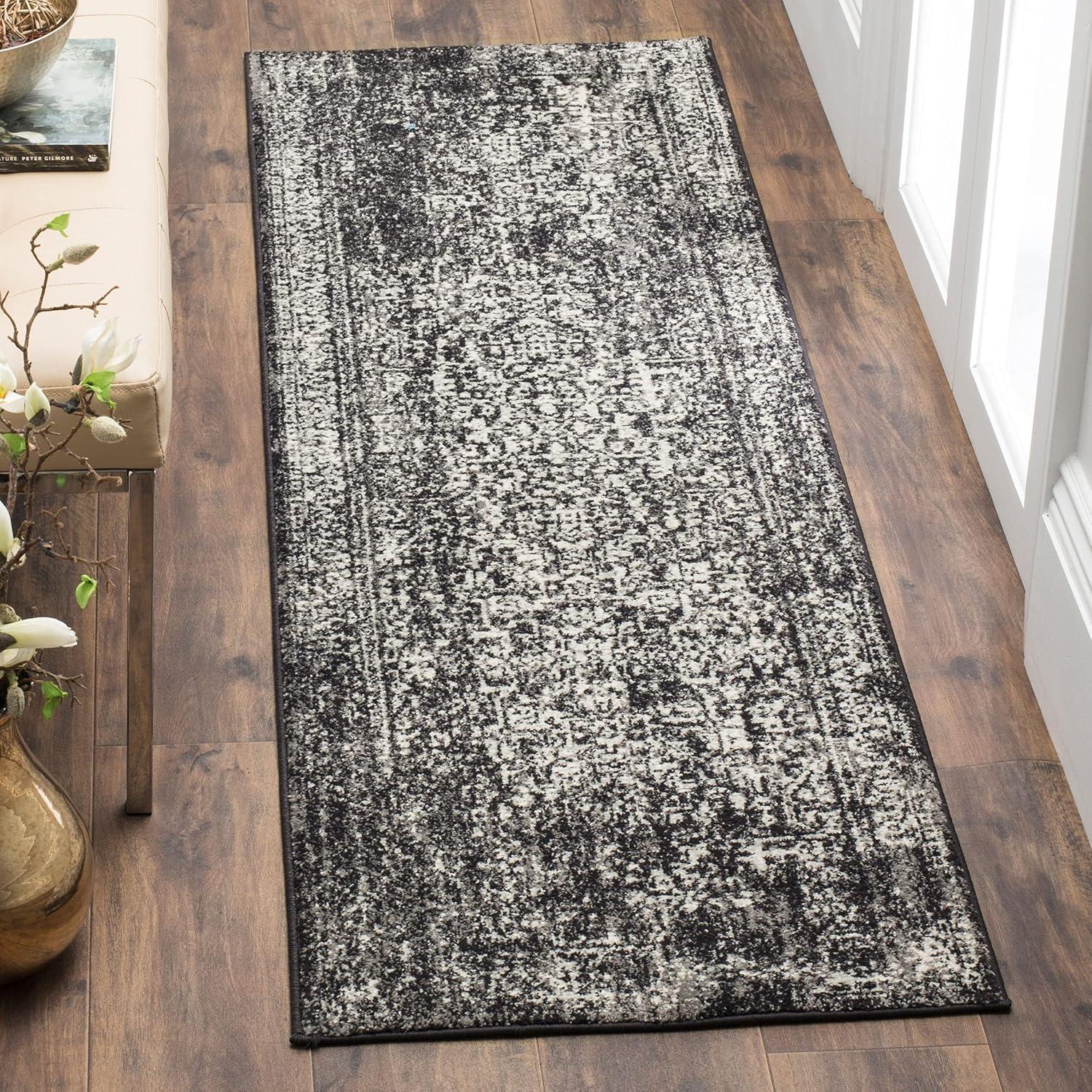 image:imageSAFAVIEH Evoke Collection Area Rug 51 x 76 Blue amp Ivory Distressed Design NonShedding amp Easy to Clean Ideal for Living Room Bedroom Dining Space EVK256CBlackGrey