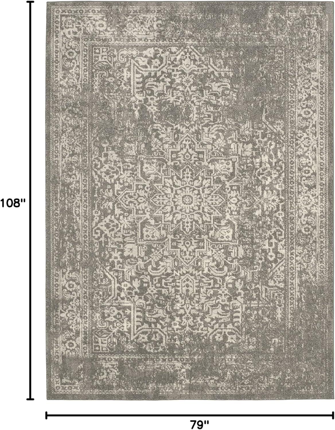 image:imageSAFAVIEH Evoke Collection Area Rug 51 x 76 Blue amp Ivory Distressed Design NonShedding amp Easy to Clean Ideal for Living Room Bedroom Dining Space EVK256CSilverIvory