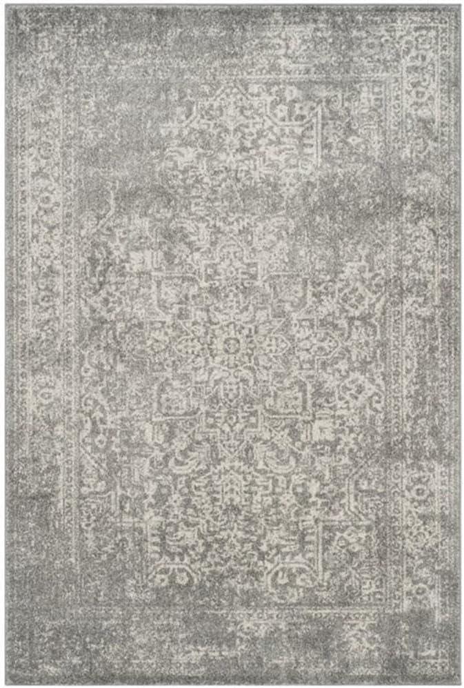 image:imageSAFAVIEH Evoke Collection Area Rug 51 x 76 Blue amp Ivory Distressed Design NonShedding amp Easy to Clean Ideal for Living Room Bedroom Dining Space EVK256CSilverIvory