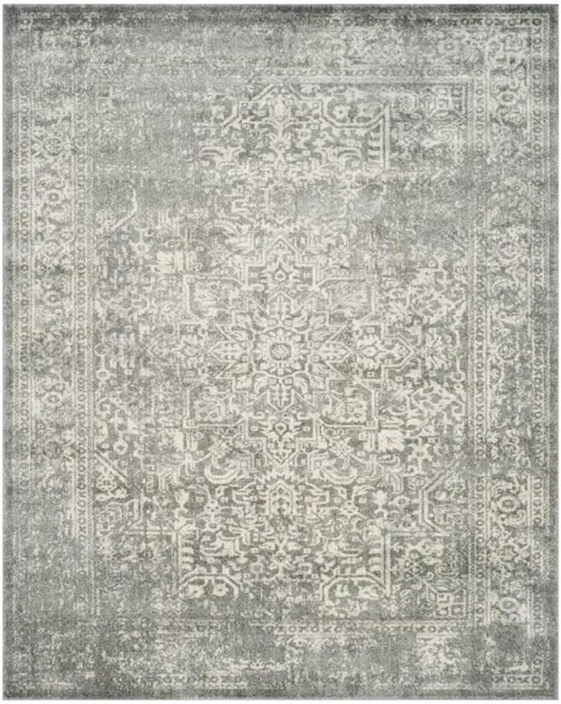image:imageSAFAVIEH Evoke Collection Area Rug 51 x 76 Blue amp Ivory Distressed Design NonShedding amp Easy to Clean Ideal for Living Room Bedroom Dining Space EVK256CSilverIvory