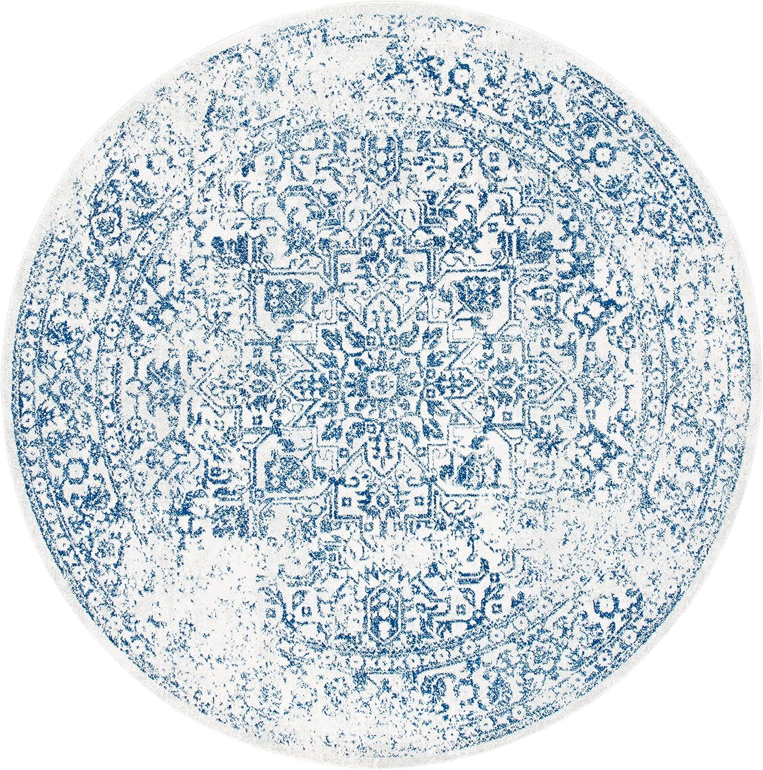 image:imageSAFAVIEH Evoke Collection Area Rug 51 x 76 Blue amp Ivory Distressed Design NonShedding amp Easy to Clean Ideal for Living Room Bedroom Dining Space EVK256CIvoryNavy