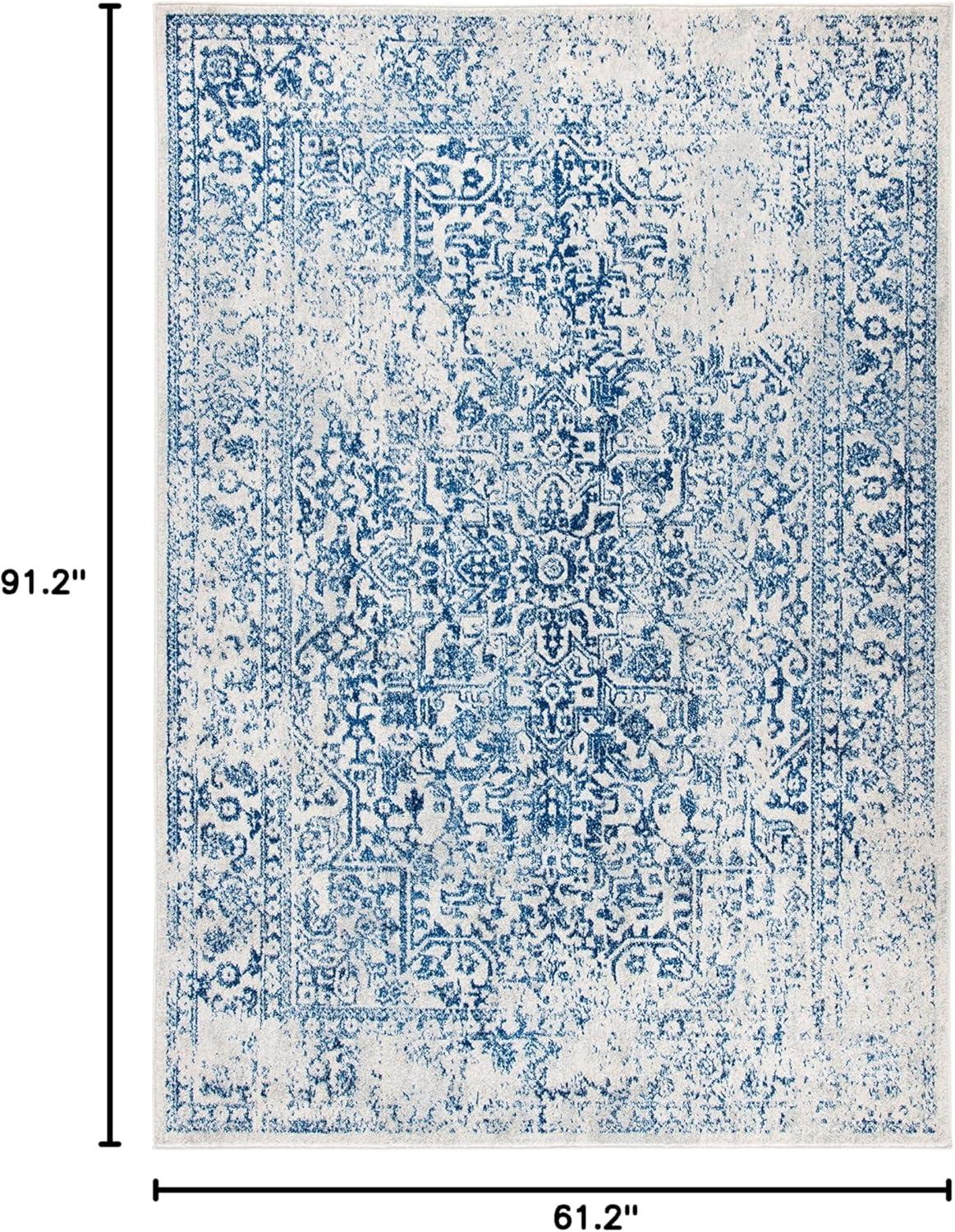 image:imageSAFAVIEH Evoke Collection Area Rug 51 x 76 Blue amp Ivory Distressed Design NonShedding amp Easy to Clean Ideal for Living Room Bedroom Dining Space EVK256CIvoryNavy
