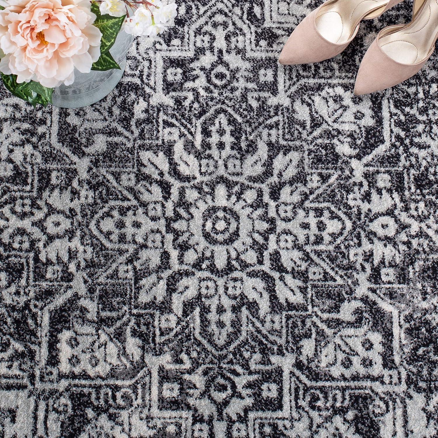 image:imageSAFAVIEH Evoke Collection Area Rug 51 x 76 Blue amp Ivory Distressed Design NonShedding amp Easy to Clean Ideal for Living Room Bedroom Dining Space EVK256CBlackGrey