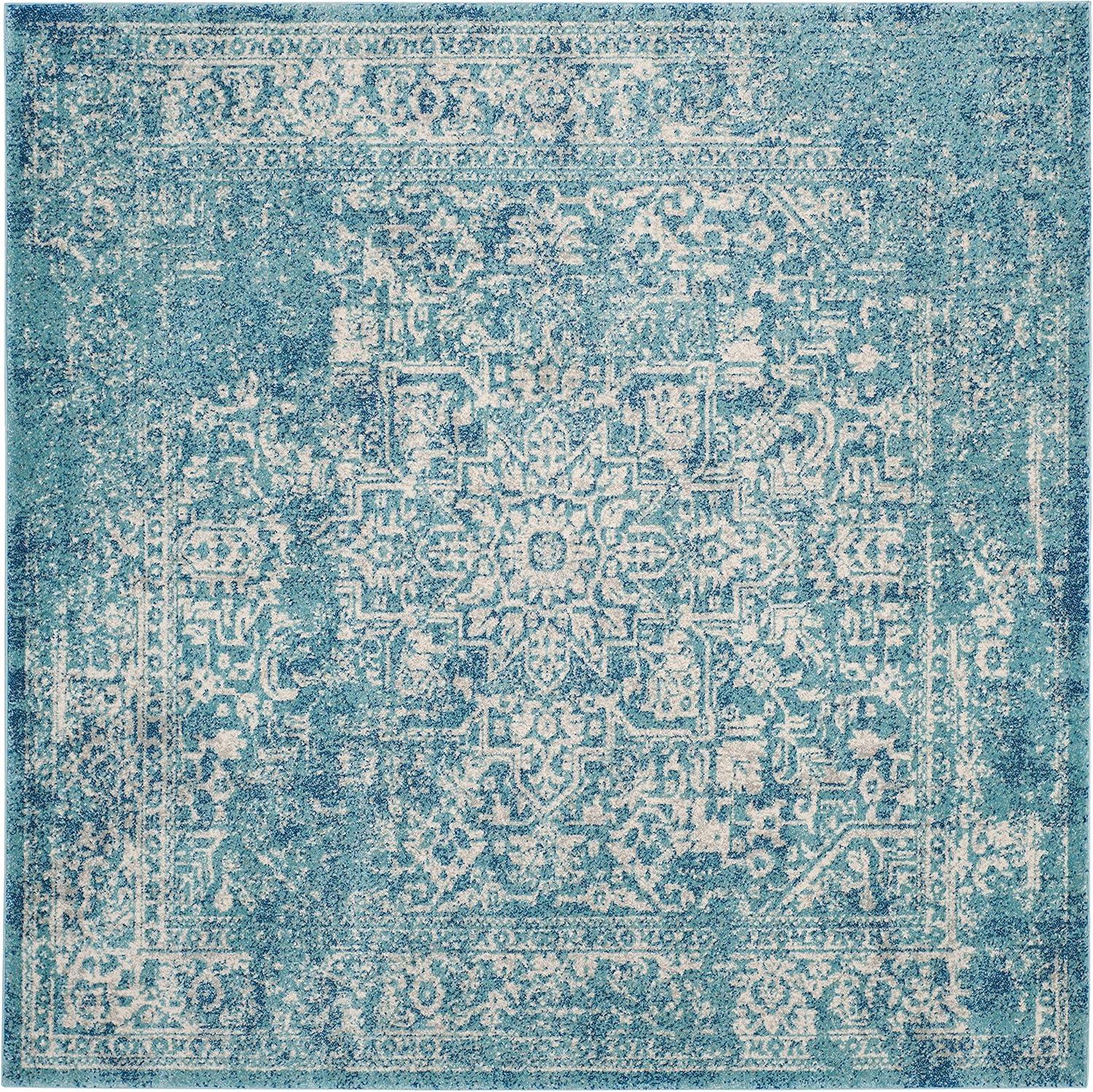 image:imageSAFAVIEH Evoke Collection Area Rug 51 x 76 Blue amp Ivory Distressed Design NonShedding amp Easy to Clean Ideal for Living Room Bedroom Dining Space EVK256CBlueIvory