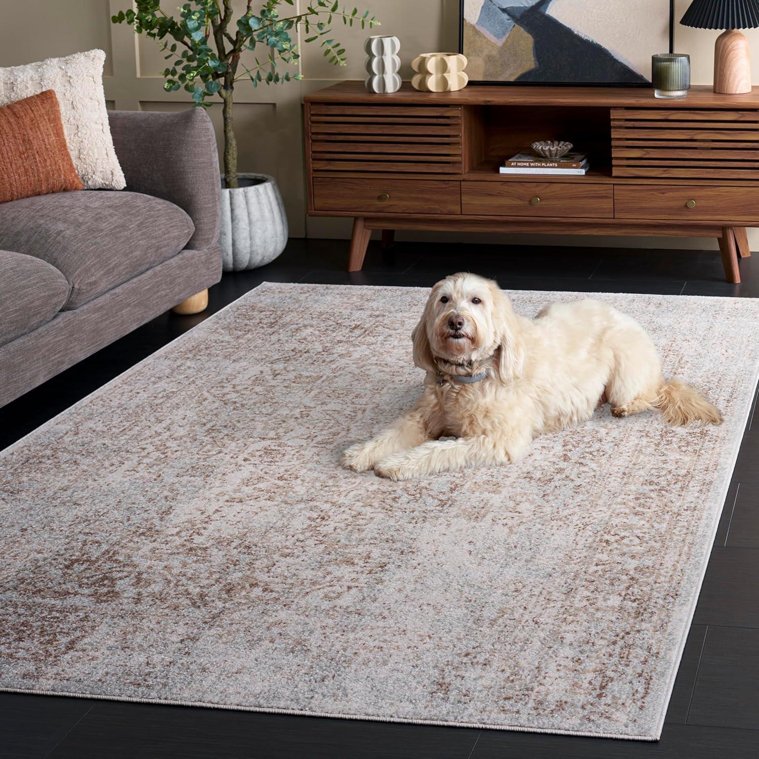 image:imageSAFAVIEH Evoke Collection Area Rug 51 x 76 Blue amp Ivory Distressed Design NonShedding amp Easy to Clean Ideal for Living Room Bedroom Dining Space EVK256CIvoryTaupe