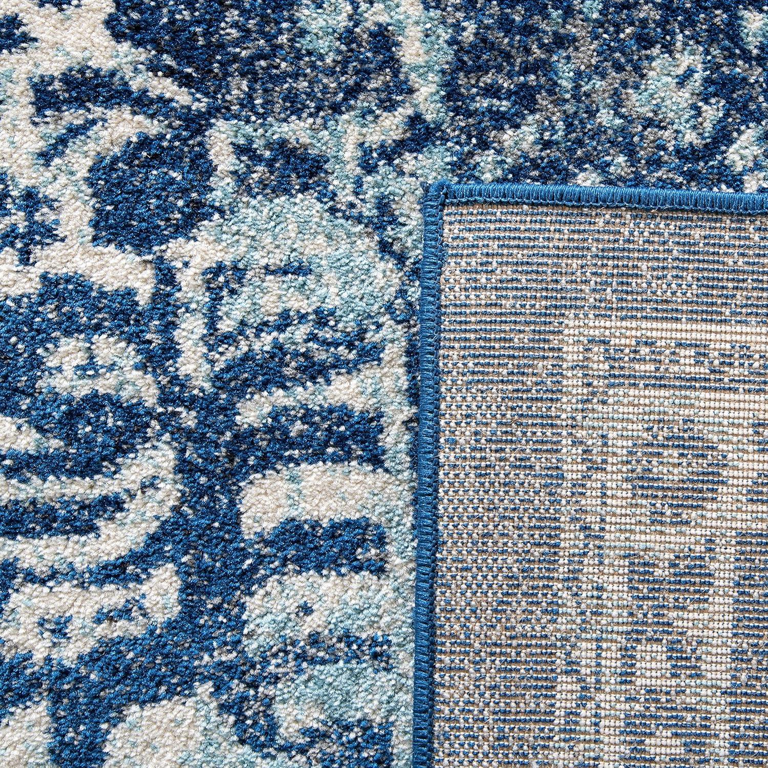 image:imageSAFAVIEH Evoke Collection Area Rug 51 x 76 Blue amp Ivory Distressed Design NonShedding amp Easy to Clean Ideal for Living Room Bedroom Dining Space EVK256CNavyIvory
