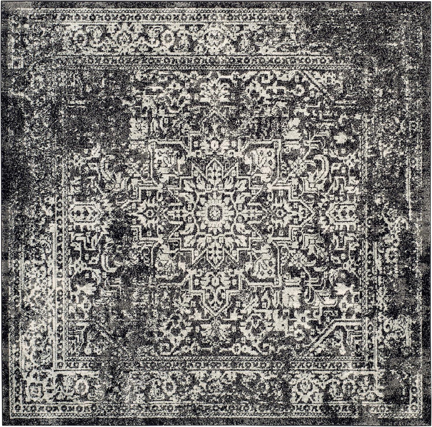 image:imageSAFAVIEH Evoke Collection Area Rug 51 x 76 Blue amp Ivory Distressed Design NonShedding amp Easy to Clean Ideal for Living Room Bedroom Dining Space EVK256CBlackGrey