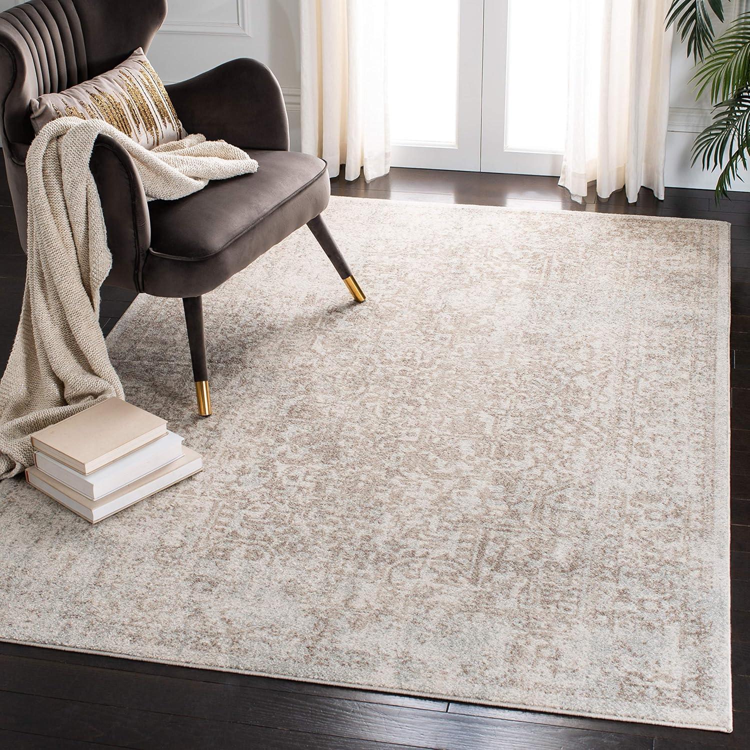 image:imageSAFAVIEH Evoke Collection Area Rug 51 x 76 Blue amp Ivory Distressed Design NonShedding amp Easy to Clean Ideal for Living Room Bedroom Dining Space EVK256CIvoryTaupe
