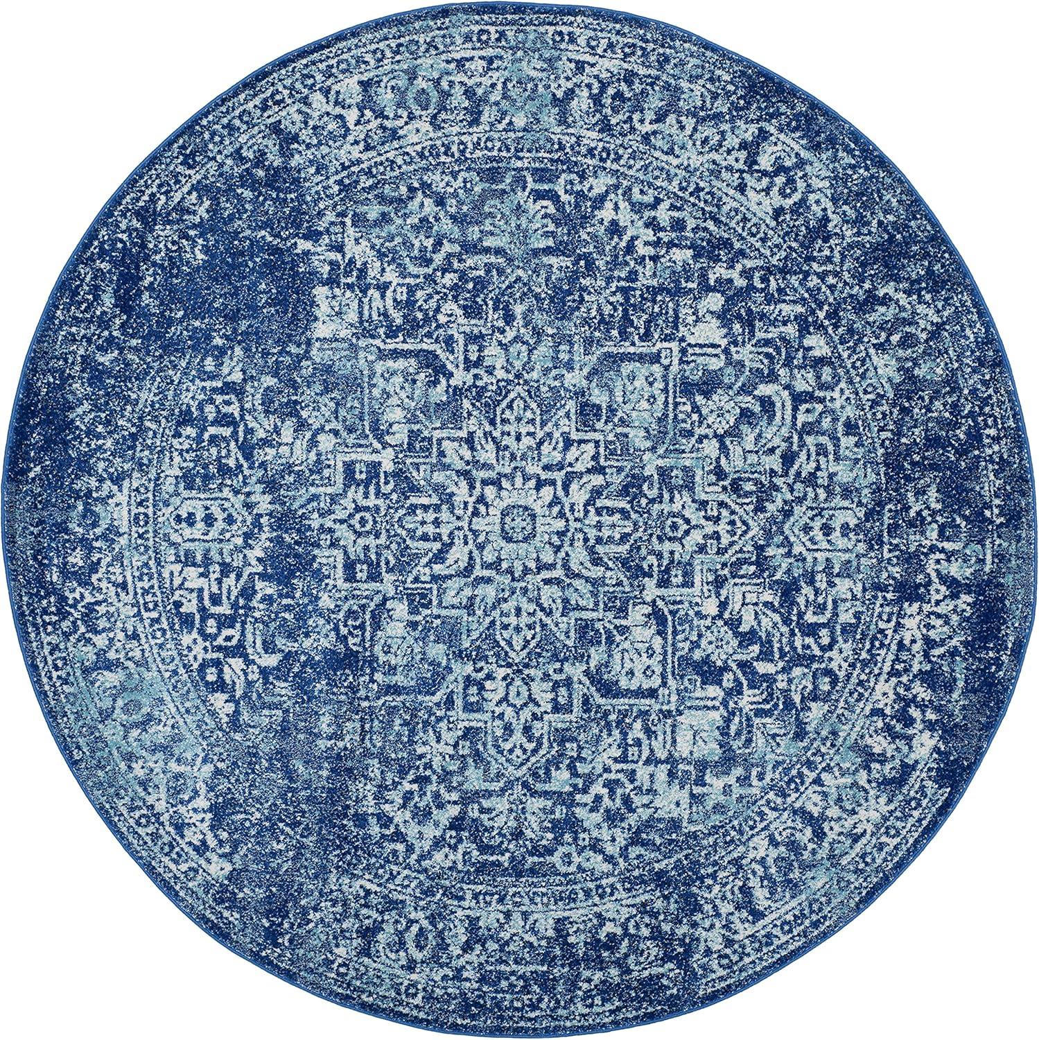 image:imageSAFAVIEH Evoke Collection Area Rug 51 x 76 Blue amp Ivory Distressed Design NonShedding amp Easy to Clean Ideal for Living Room Bedroom Dining Space EVK256CNavyIvory