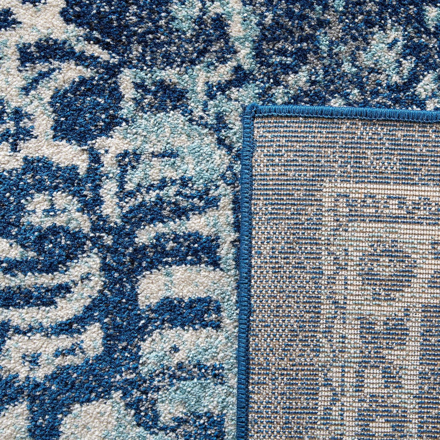 image:imageSAFAVIEH Evoke Collection Area Rug 51 x 76 Blue amp Ivory Distressed Design NonShedding amp Easy to Clean Ideal for Living Room Bedroom Dining Space EVK256CNavyIvory