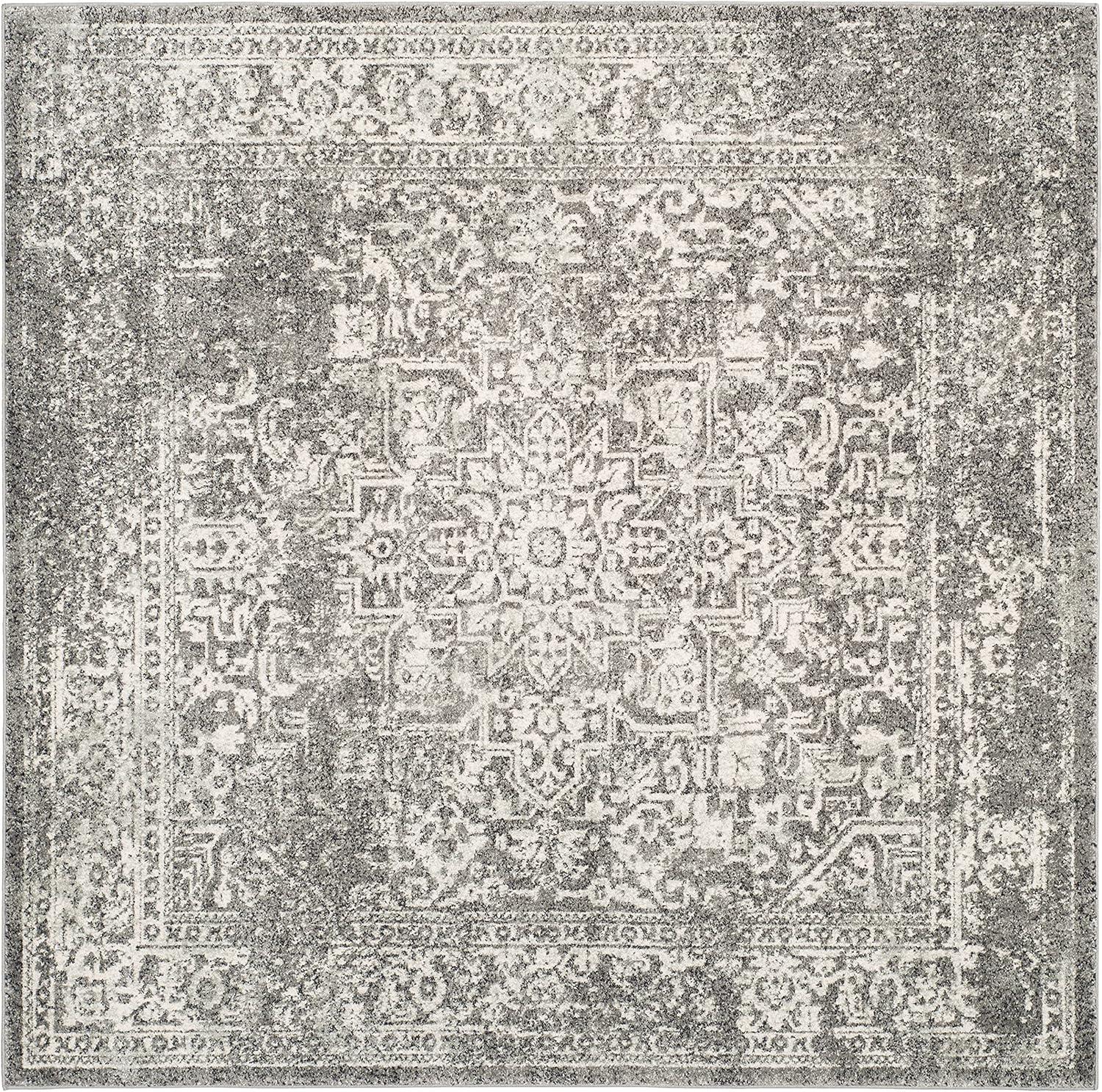 image:imageSAFAVIEH Evoke Collection Area Rug 51 x 76 Blue amp Ivory Distressed Design NonShedding amp Easy to Clean Ideal for Living Room Bedroom Dining Space EVK256CGreyIvory