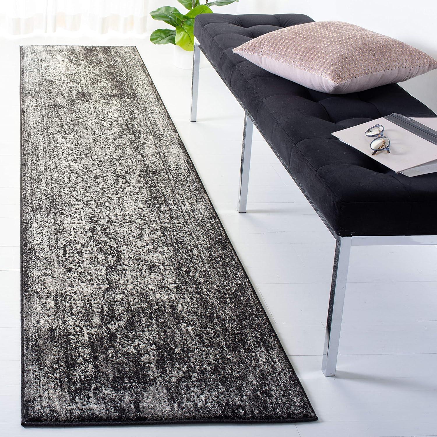 image:imageSAFAVIEH Evoke Collection Area Rug 51 x 76 Blue amp Ivory Distressed Design NonShedding amp Easy to Clean Ideal for Living Room Bedroom Dining Space EVK256CBlackGrey