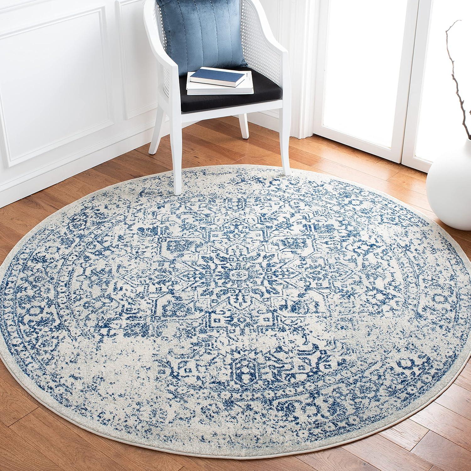 image:imageSAFAVIEH Evoke Collection Area Rug 51 x 76 Blue amp Ivory Distressed Design NonShedding amp Easy to Clean Ideal for Living Room Bedroom Dining Space EVK256CIvoryNavy