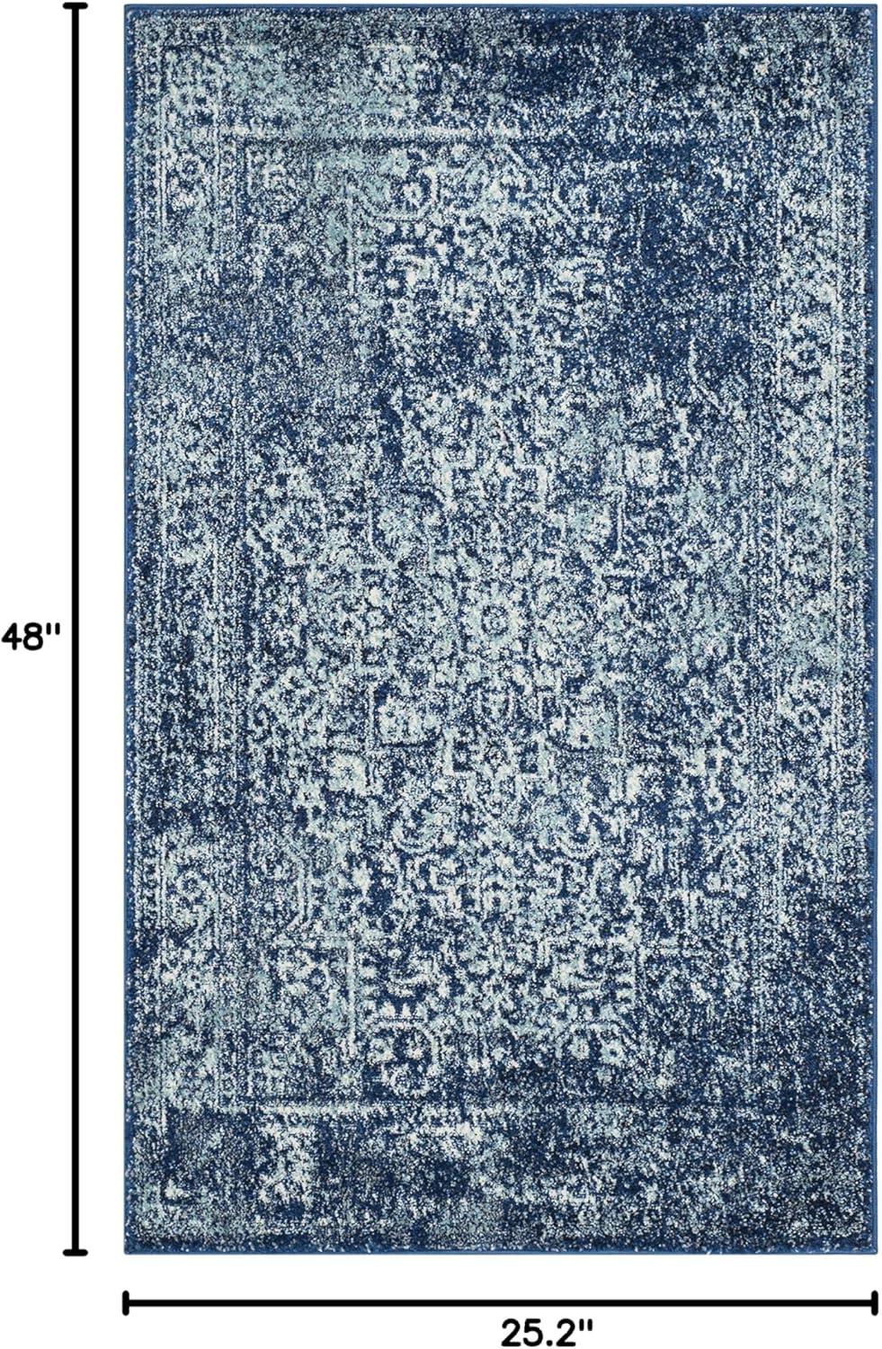image:imageSAFAVIEH Evoke Collection Area Rug 51 x 76 Blue amp Ivory Distressed Design NonShedding amp Easy to Clean Ideal for Living Room Bedroom Dining Space EVK256CNavyIvory