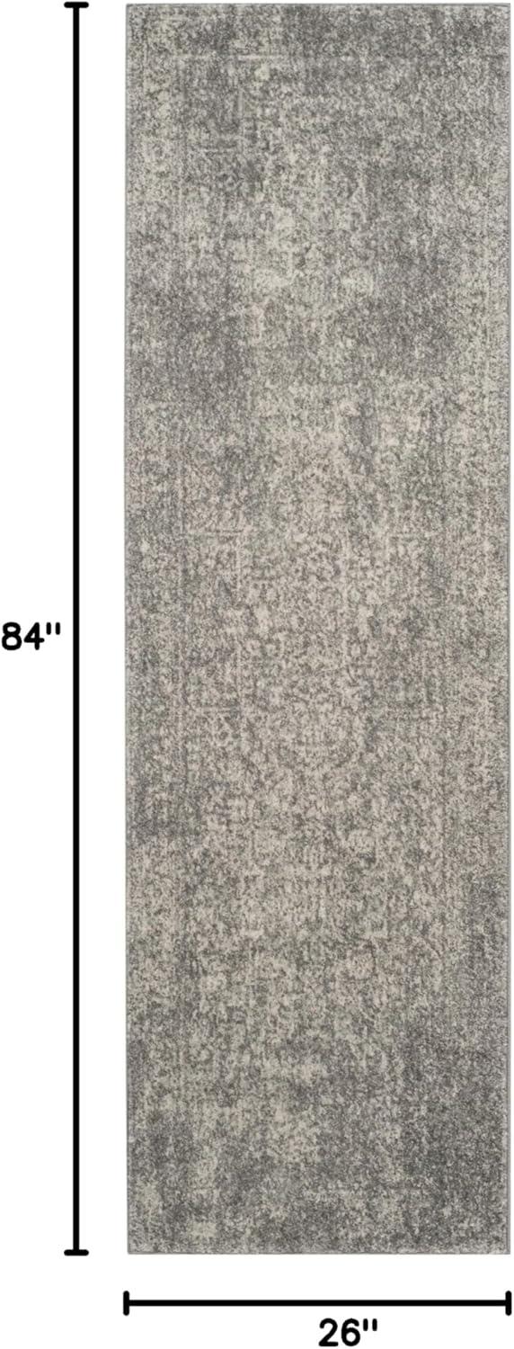 image:imageSAFAVIEH Evoke Collection Area Rug 51 x 76 Blue amp Ivory Distressed Design NonShedding amp Easy to Clean Ideal for Living Room Bedroom Dining Space EVK256CSilverIvory