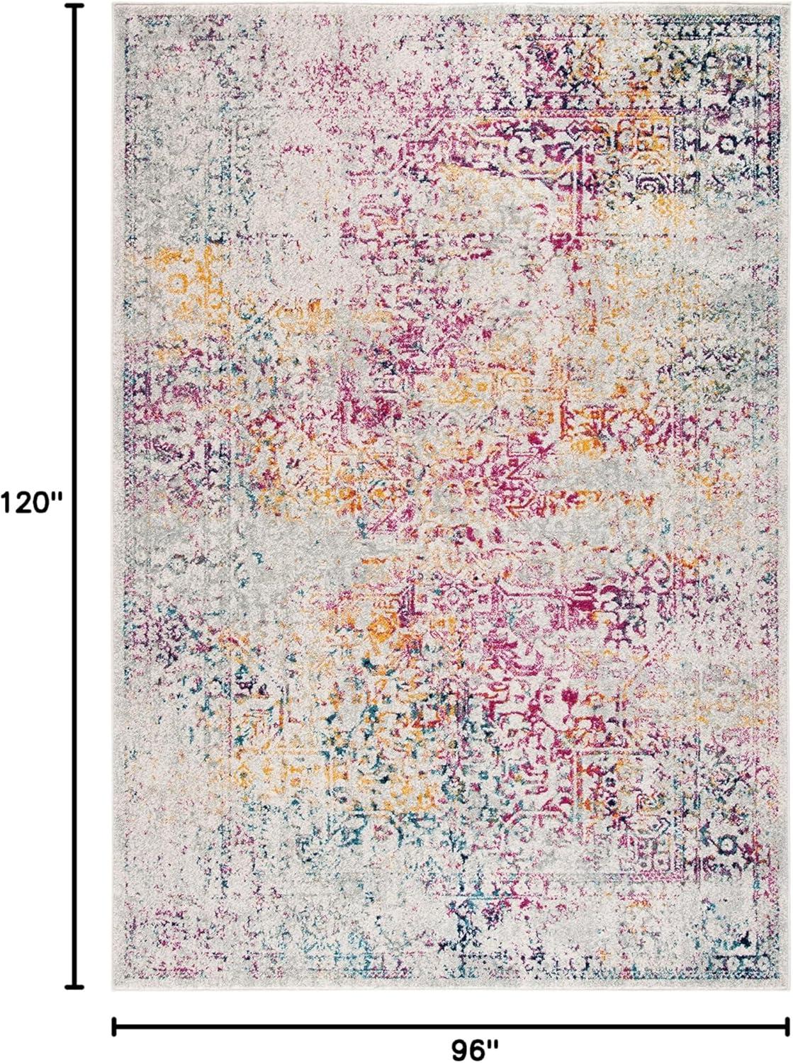 image:imageSAFAVIEH Evoke Collection Area Rug 51 x 76 Blue amp Ivory Distressed Design NonShedding amp Easy to Clean Ideal for Living Room Bedroom Dining Space EVK256CIvoryFuchsia