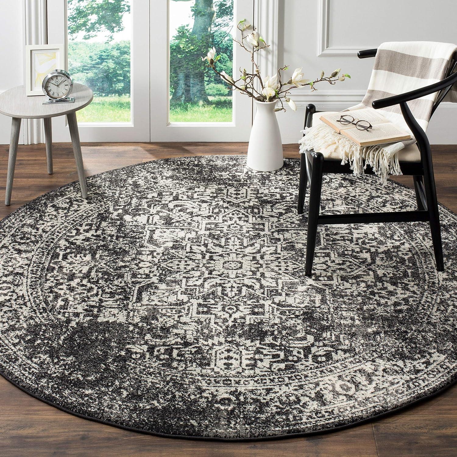 image:imageSAFAVIEH Evoke Collection Area Rug 51 x 76 Blue amp Ivory Distressed Design NonShedding amp Easy to Clean Ideal for Living Room Bedroom Dining Space EVK256CBlackGrey
