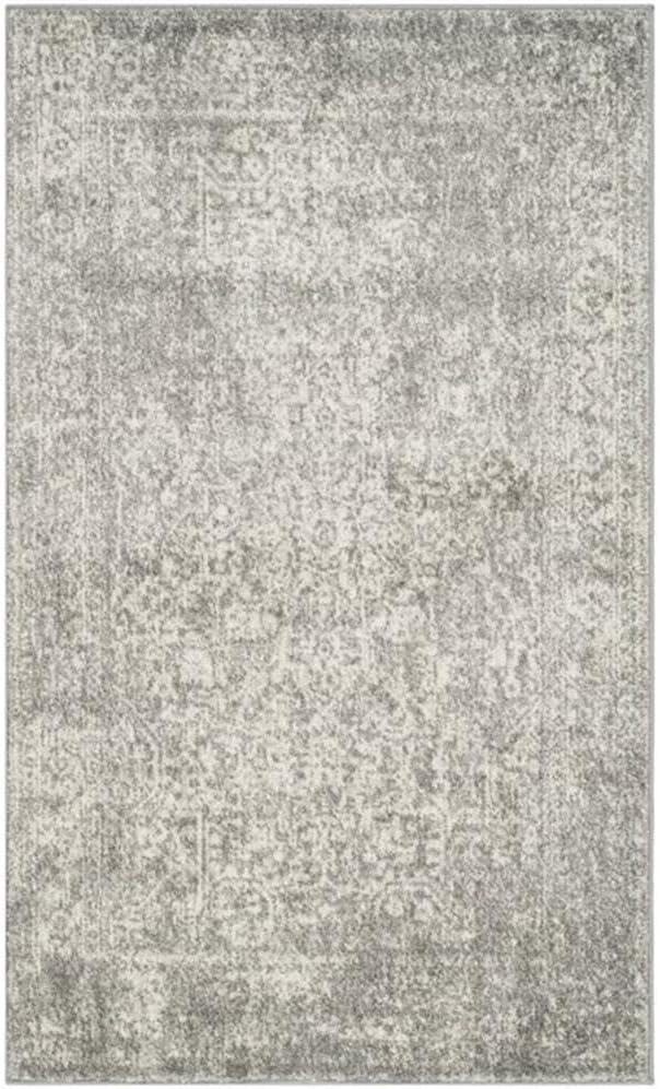 image:imageSAFAVIEH Evoke Collection Area Rug 51 x 76 Blue amp Ivory Distressed Design NonShedding amp Easy to Clean Ideal for Living Room Bedroom Dining Space EVK256CSilverIvory