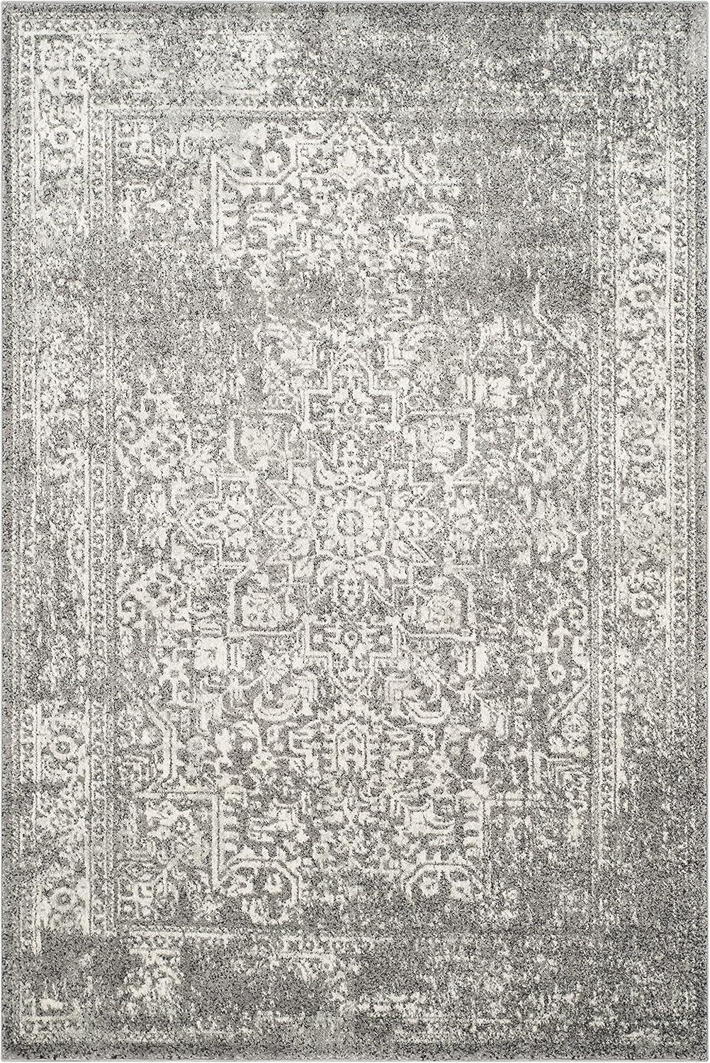 image:imageSAFAVIEH Evoke Collection Area Rug 51 x 76 Blue amp Ivory Distressed Design NonShedding amp Easy to Clean Ideal for Living Room Bedroom Dining Space EVK256CGreyIvory