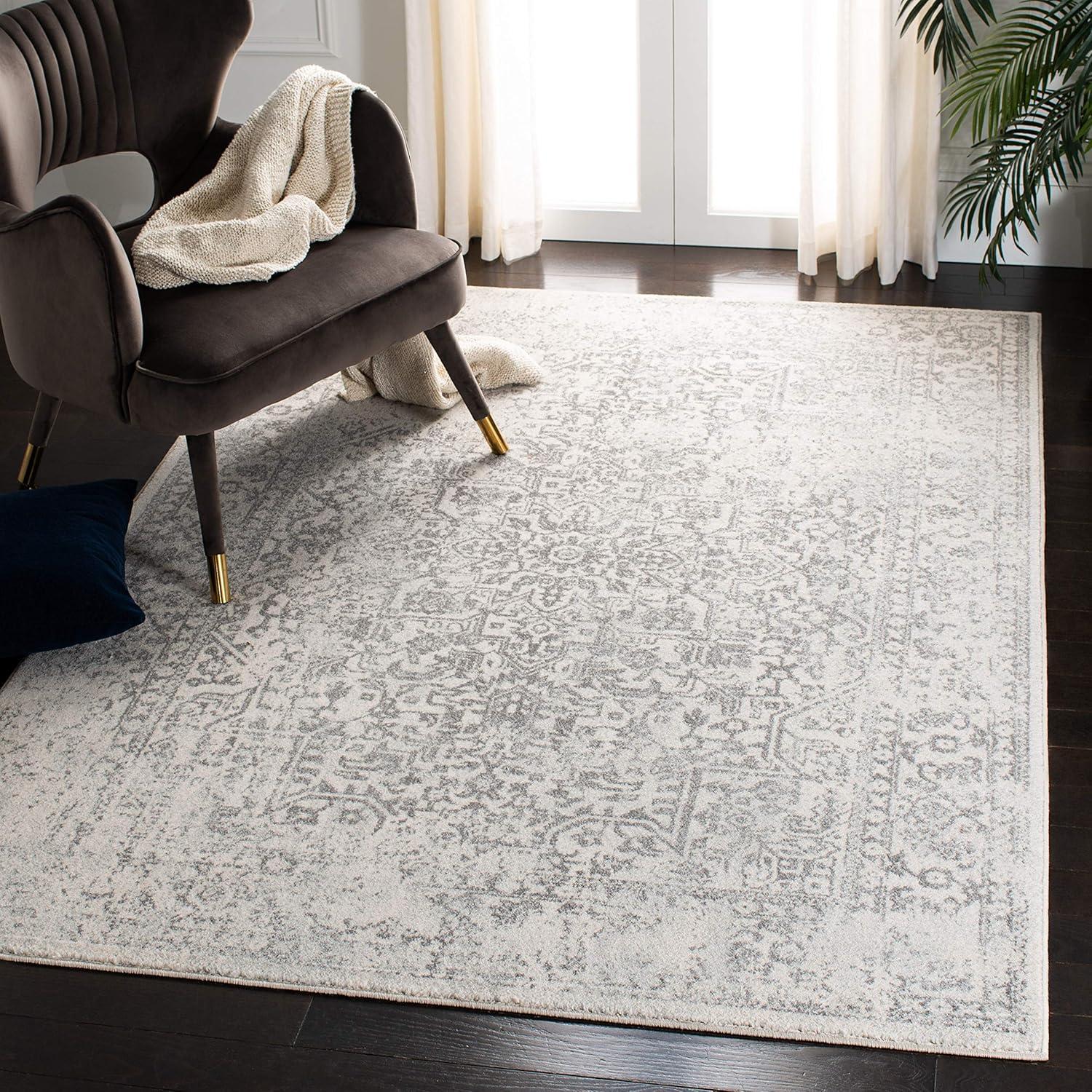 image:imageSAFAVIEH Evoke Collection Area Rug 51 x 76 Blue amp Ivory Distressed Design NonShedding amp Easy to Clean Ideal for Living Room Bedroom Dining Space EVK256CIvoryGrey