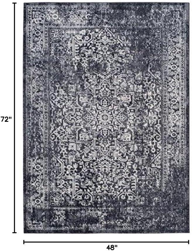 image:imageSAFAVIEH Evoke Collection Area Rug 51 x 76 Blue amp Ivory Distressed Design NonShedding amp Easy to Clean Ideal for Living Room Bedroom Dining Space EVK256CBlackGrey