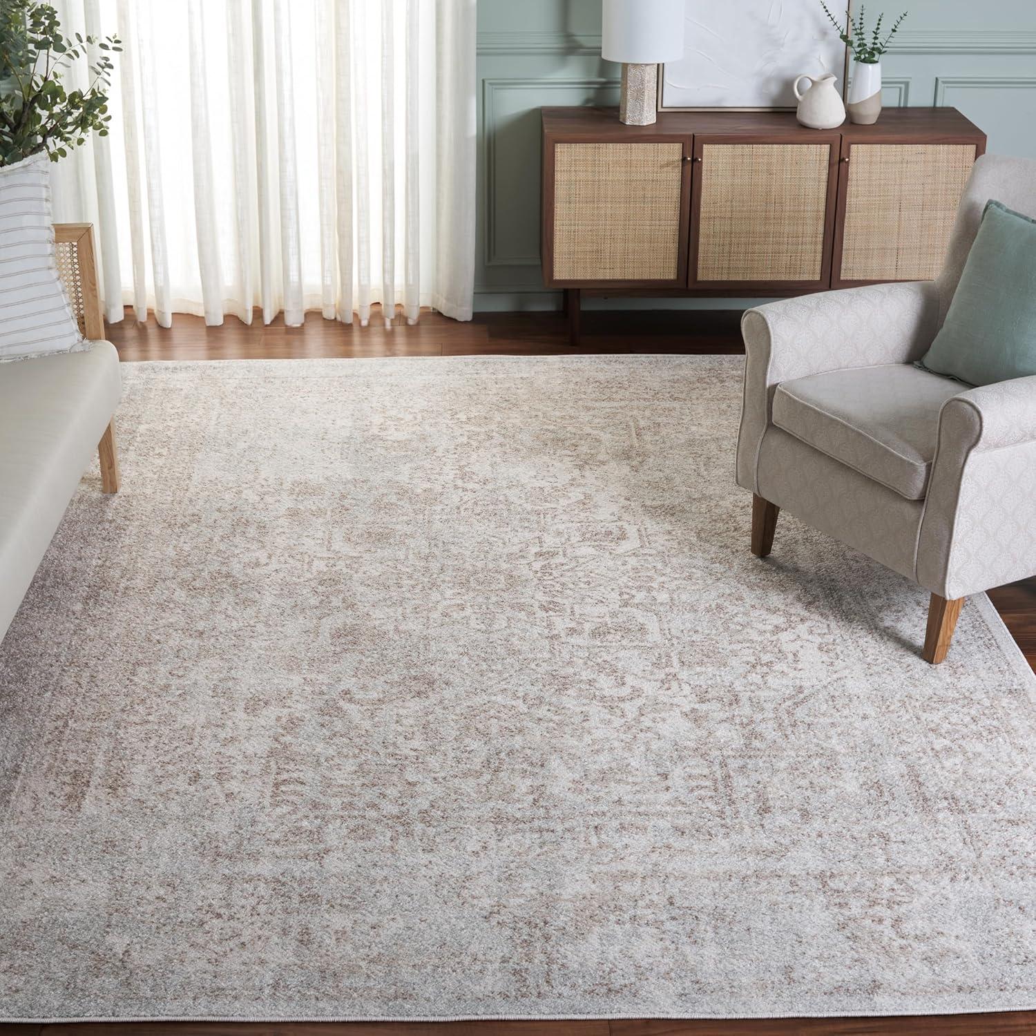 image:imageSAFAVIEH Evoke Collection Area Rug 51 x 76 Blue amp Ivory Distressed Design NonShedding amp Easy to Clean Ideal for Living Room Bedroom Dining Space EVK256CIvoryTaupe