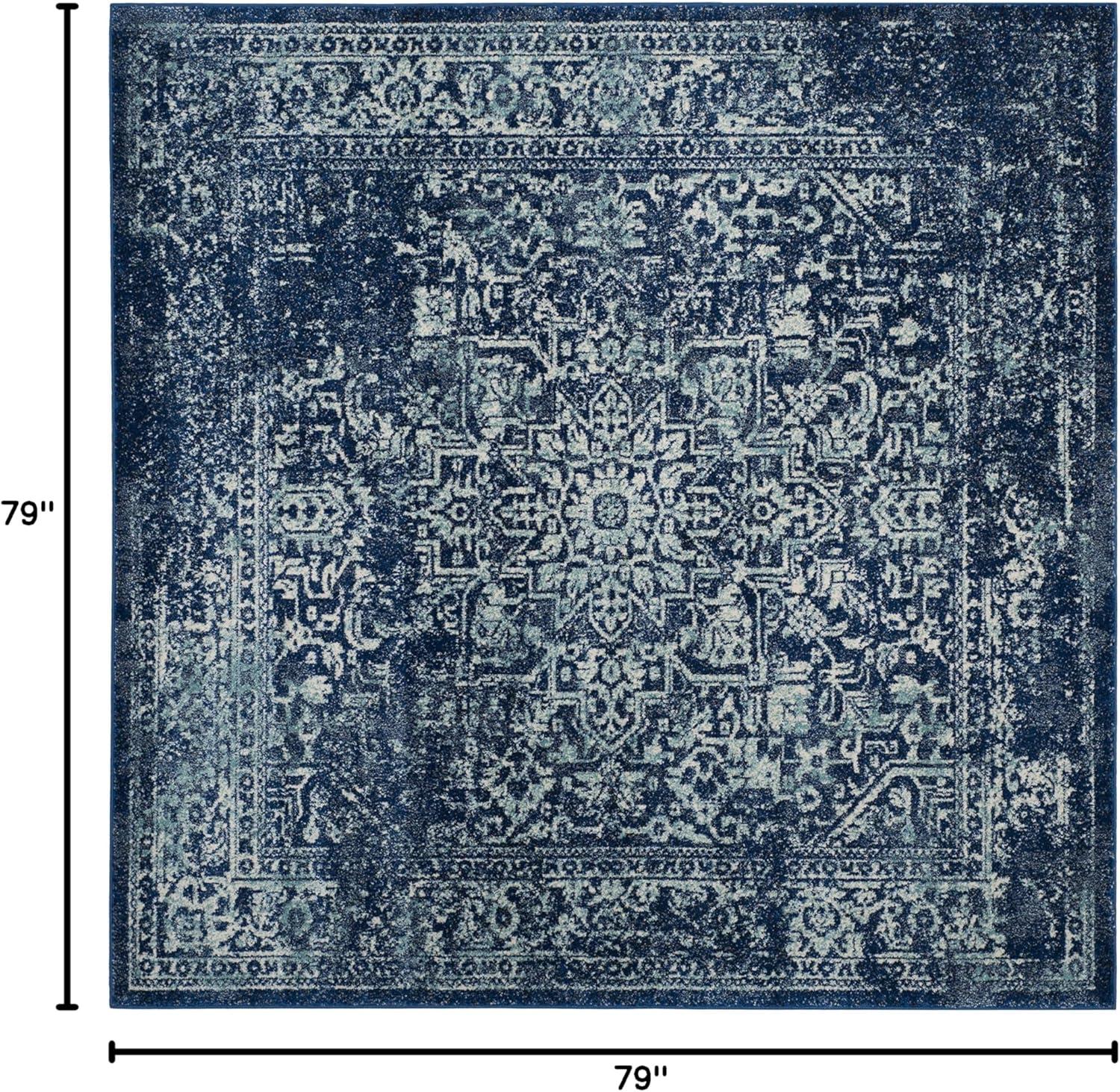 image:imageSAFAVIEH Evoke Collection Area Rug 51 x 76 Blue amp Ivory Distressed Design NonShedding amp Easy to Clean Ideal for Living Room Bedroom Dining Space EVK256CNavyIvory