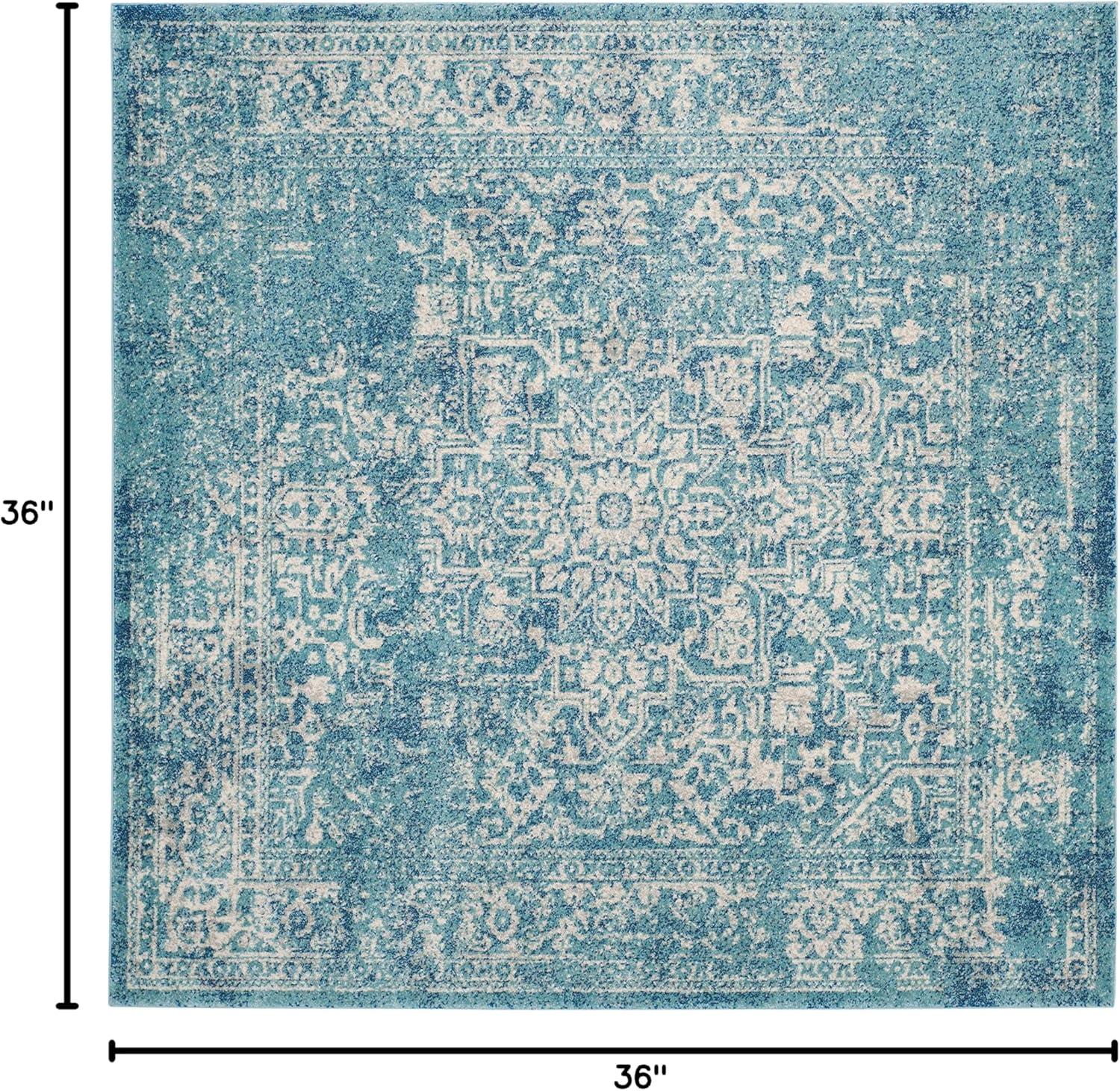 image:imageSAFAVIEH Evoke Collection Area Rug 51 x 76 Blue amp Ivory Distressed Design NonShedding amp Easy to Clean Ideal for Living Room Bedroom Dining Space EVK256CBlueIvory