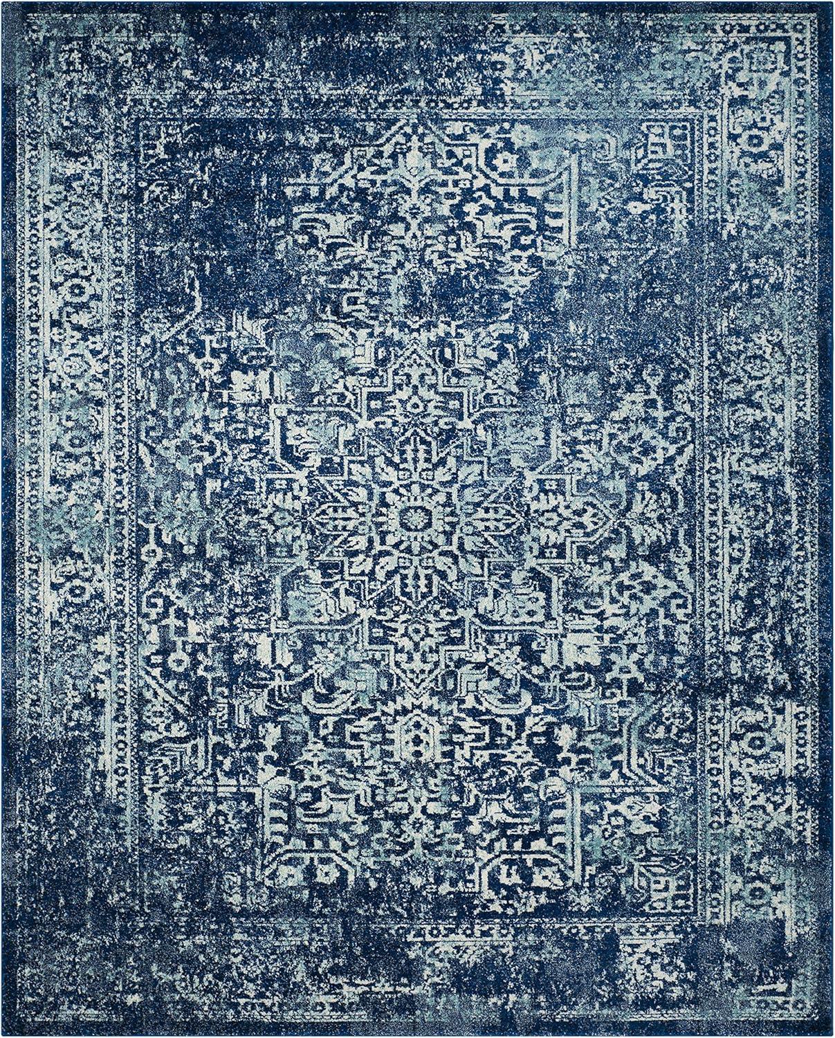 image:imageSAFAVIEH Evoke Collection Area Rug 51 x 76 Blue amp Ivory Distressed Design NonShedding amp Easy to Clean Ideal for Living Room Bedroom Dining Space EVK256CNavyIvory