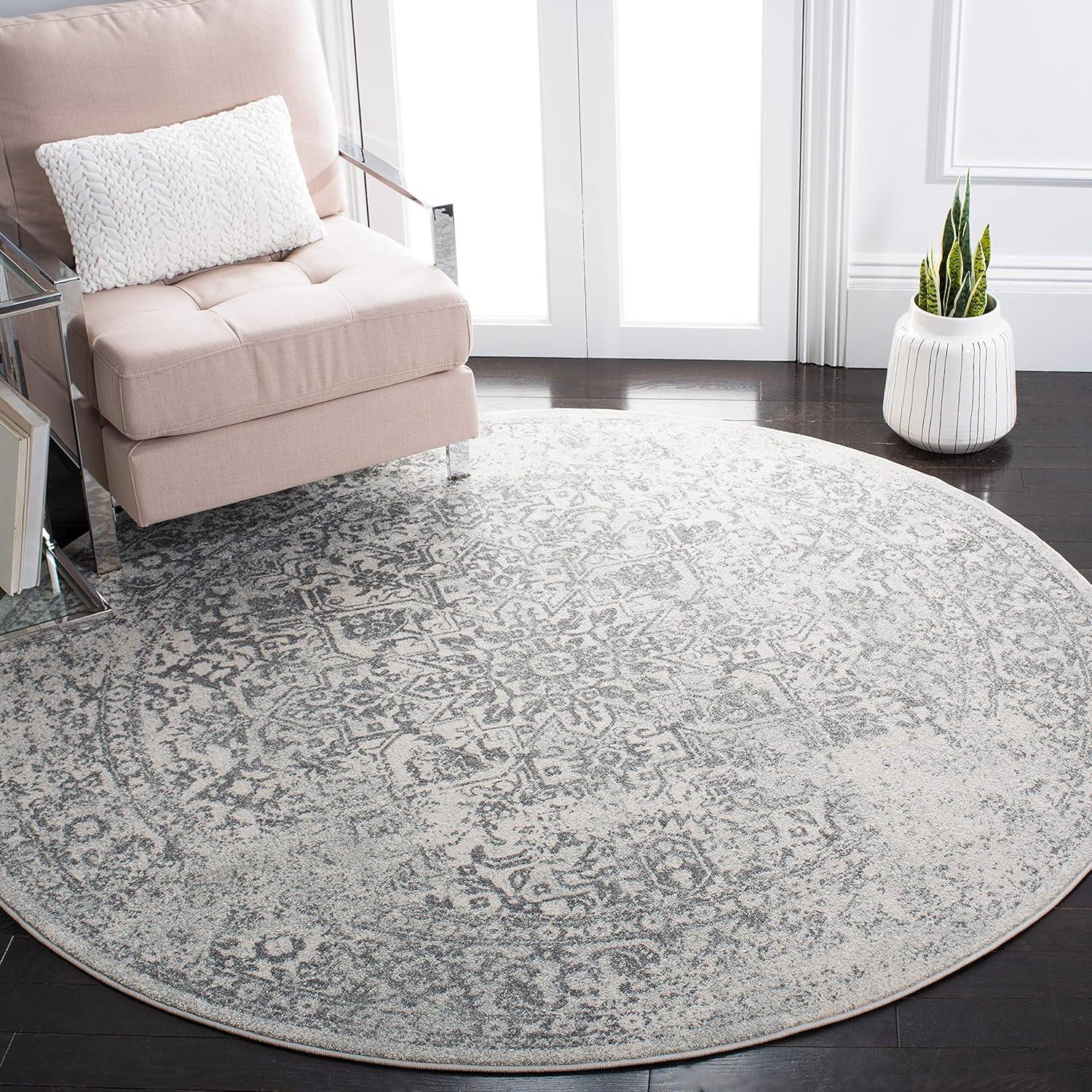 image:imageSAFAVIEH Evoke Collection Area Rug 51 x 76 Blue amp Ivory Distressed Design NonShedding amp Easy to Clean Ideal for Living Room Bedroom Dining Space EVK256CIvoryGrey