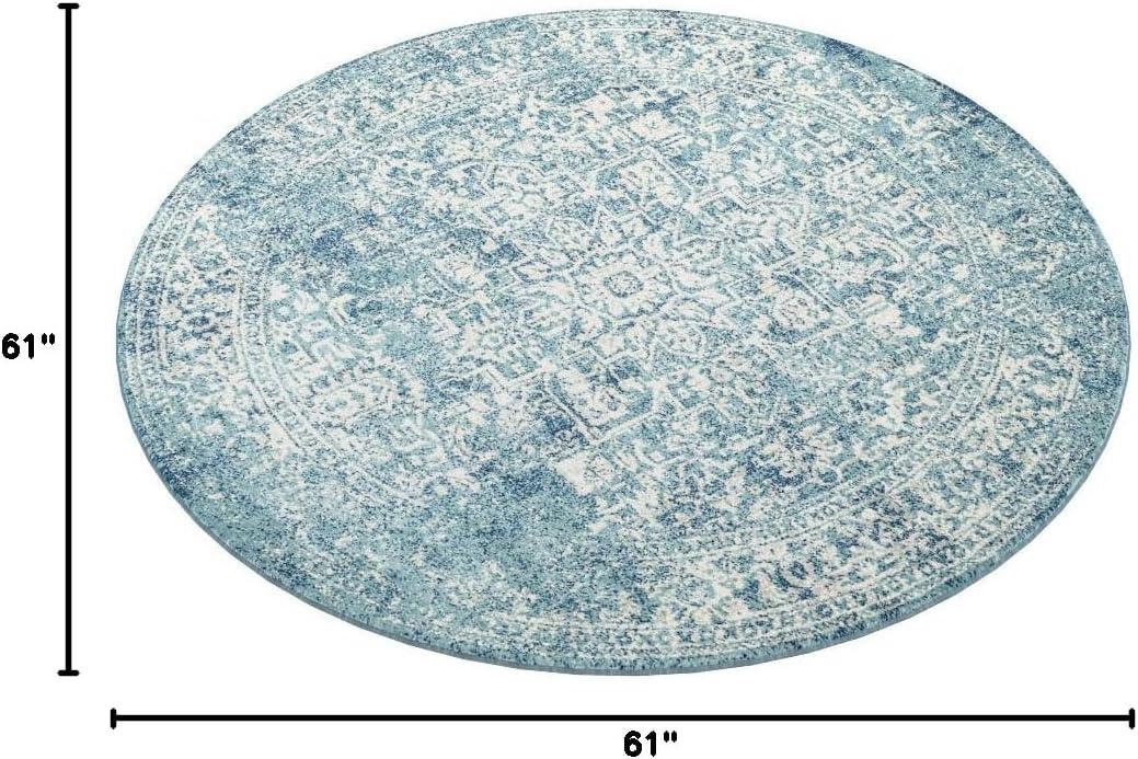 image:imageSAFAVIEH Evoke Collection Area Rug 51 x 76 Blue amp Ivory Distressed Design NonShedding amp Easy to Clean Ideal for Living Room Bedroom Dining Space EVK256CBlueIvory