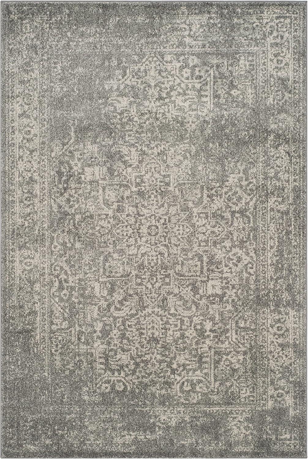 image:imageSAFAVIEH Evoke Collection Area Rug 51 x 76 Blue amp Ivory Distressed Design NonShedding amp Easy to Clean Ideal for Living Room Bedroom Dining Space EVK256CSilverIvory