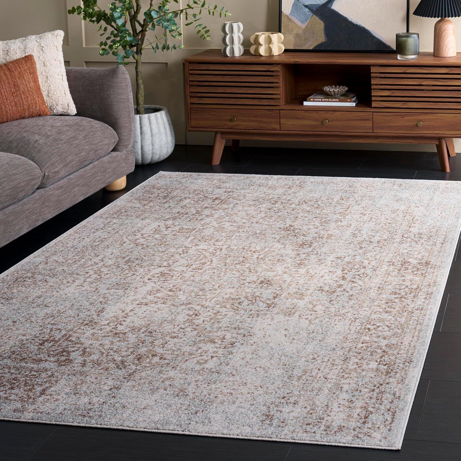 image:imageSAFAVIEH Evoke Collection Area Rug 51 x 76 Blue amp Ivory Distressed Design NonShedding amp Easy to Clean Ideal for Living Room Bedroom Dining Space EVK256CIvoryTaupe
