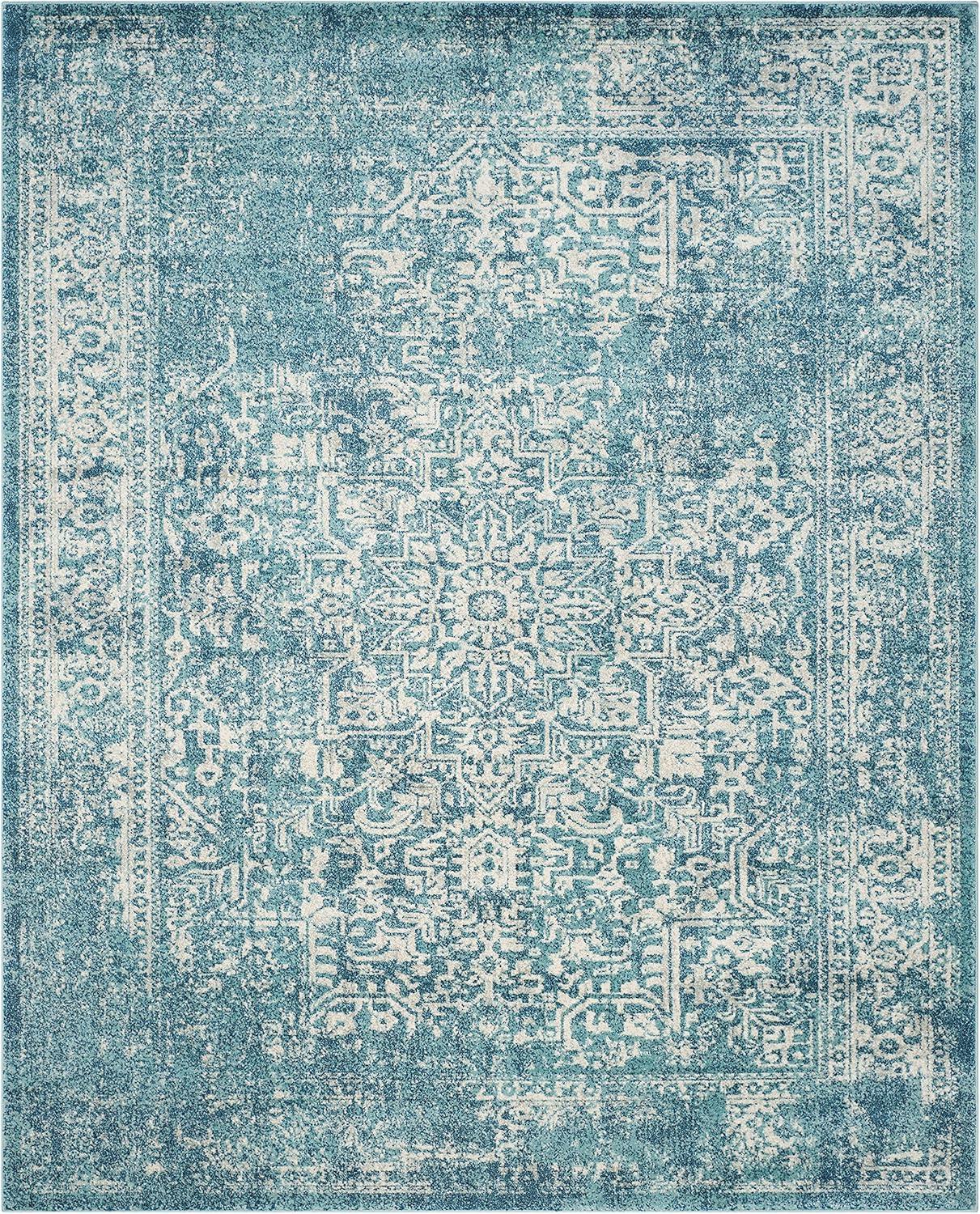 image:imageSAFAVIEH Evoke Collection Area Rug 51 x 76 Blue amp Ivory Distressed Design NonShedding amp Easy to Clean Ideal for Living Room Bedroom Dining Space EVK256CBlueIvory