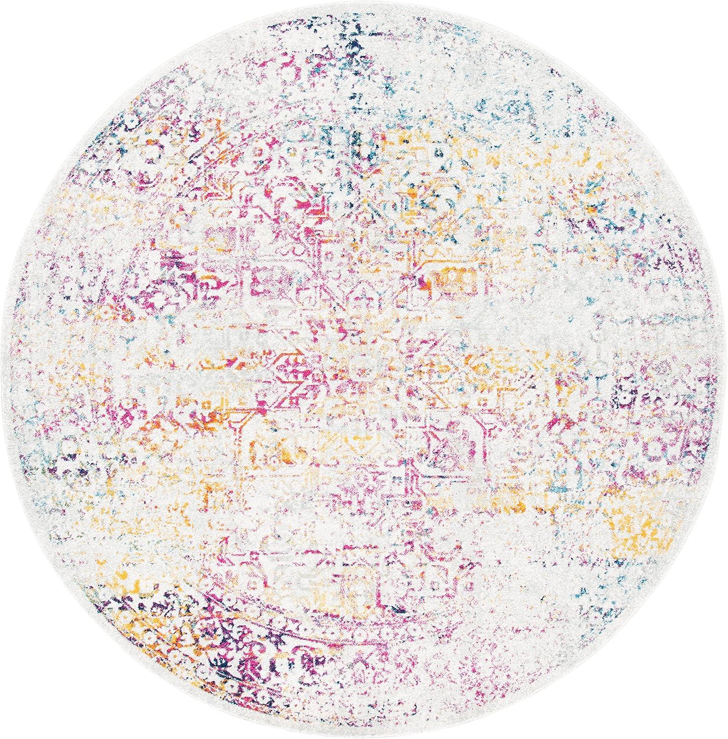 image:imageSAFAVIEH Evoke Collection Area Rug 51 x 76 Blue amp Ivory Distressed Design NonShedding amp Easy to Clean Ideal for Living Room Bedroom Dining Space EVK256CIvoryFuchsia