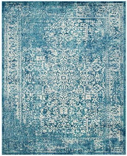 image:imageSAFAVIEH Evoke Collection Area Rug 51 x 76 Blue amp Ivory Distressed Design NonShedding amp Easy to Clean Ideal for Living Room Bedroom Dining Space EVK256CBlueIvory