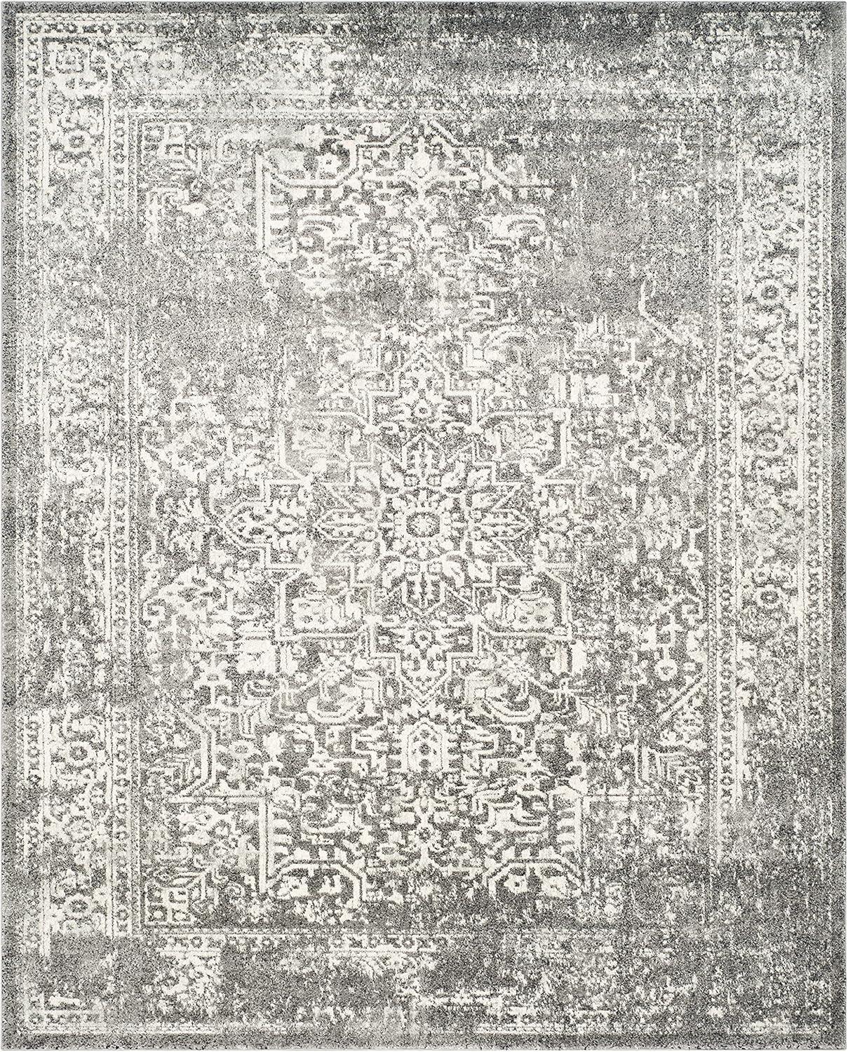 image:imageSAFAVIEH Evoke Collection Area Rug 51 x 76 Blue amp Ivory Distressed Design NonShedding amp Easy to Clean Ideal for Living Room Bedroom Dining Space EVK256CGreyIvory