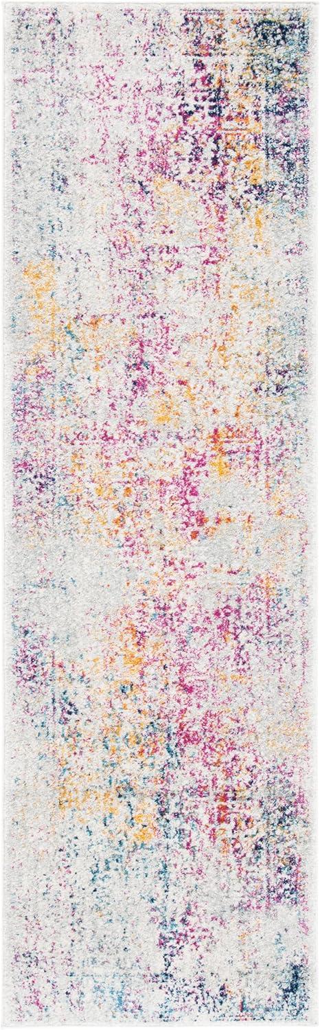 image:imageSAFAVIEH Evoke Collection Area Rug 51 x 76 Blue amp Ivory Distressed Design NonShedding amp Easy to Clean Ideal for Living Room Bedroom Dining Space EVK256CIvoryFuchsia
