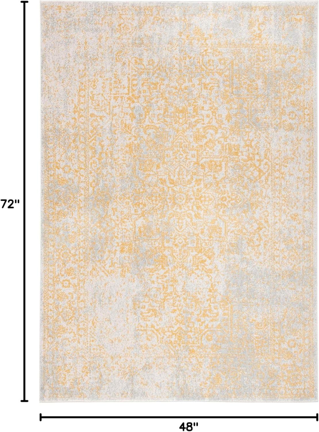image:imageSAFAVIEH Evoke Collection Area Rug 51 x 76 Blue amp Ivory Distressed Design NonShedding amp Easy to Clean Ideal for Living Room Bedroom Dining Space EVK256CIvoryGold