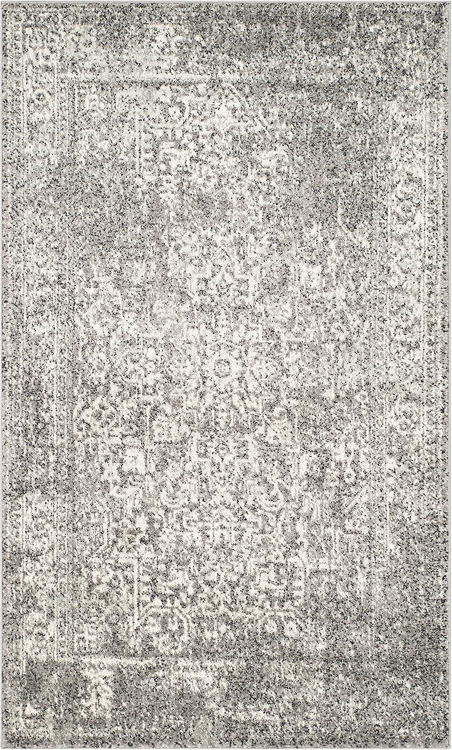 image:imageSAFAVIEH Evoke Collection Area Rug 51 x 76 Blue amp Ivory Distressed Design NonShedding amp Easy to Clean Ideal for Living Room Bedroom Dining Space EVK256CGreyIvory