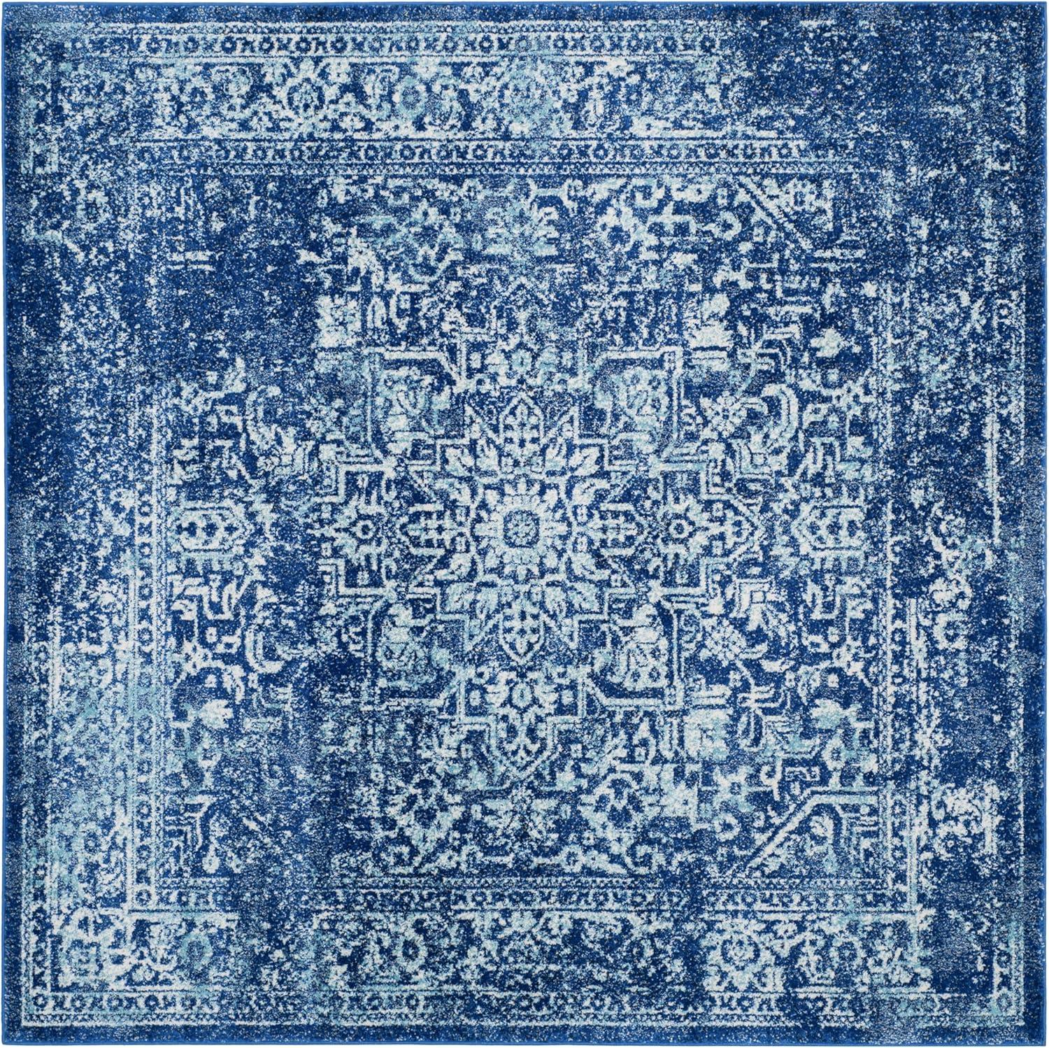 image:imageSAFAVIEH Evoke Collection Area Rug 51 x 76 Blue amp Ivory Distressed Design NonShedding amp Easy to Clean Ideal for Living Room Bedroom Dining Space EVK256CNavyIvory