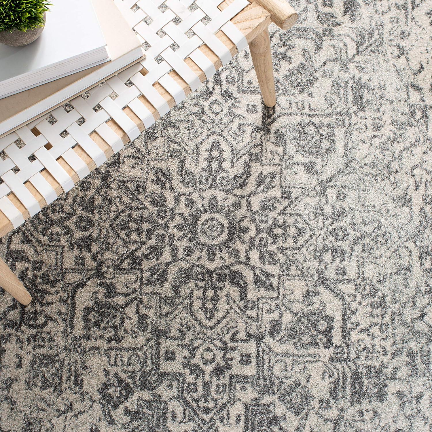 image:imageSAFAVIEH Evoke Collection Area Rug 51 x 76 Blue amp Ivory Distressed Design NonShedding amp Easy to Clean Ideal for Living Room Bedroom Dining Space EVK256CIvoryGrey