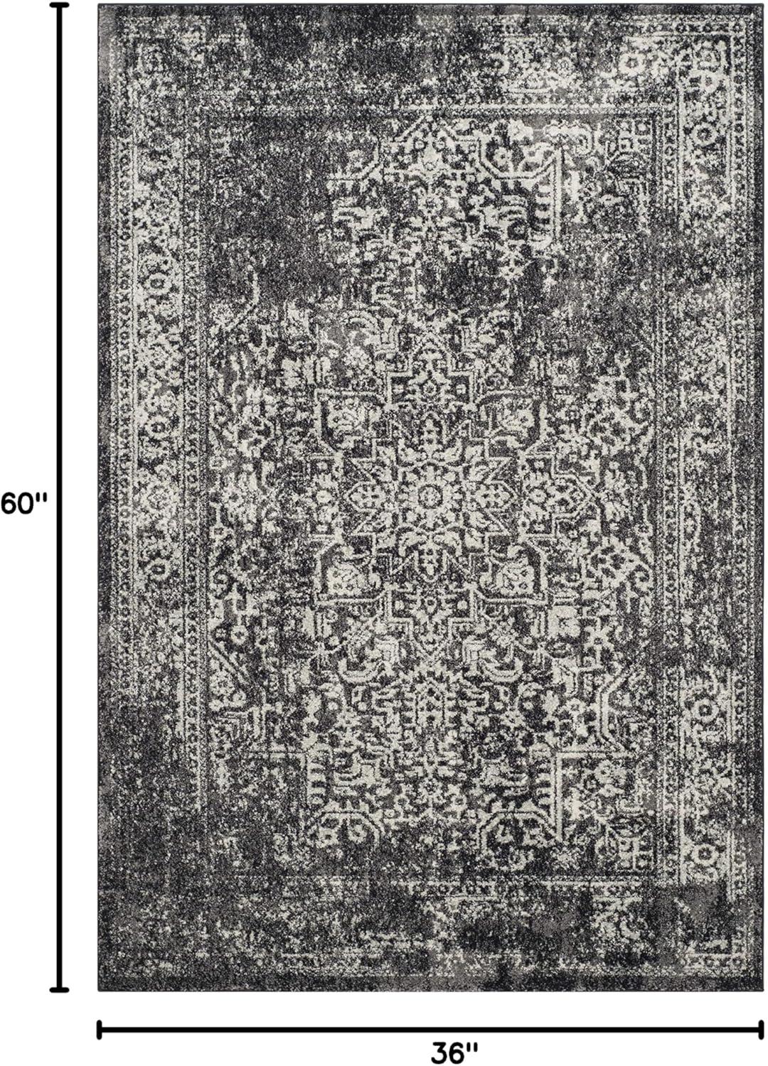 image:imageSAFAVIEH Evoke Collection Area Rug 51 x 76 Blue amp Ivory Distressed Design NonShedding amp Easy to Clean Ideal for Living Room Bedroom Dining Space EVK256CBlackGrey